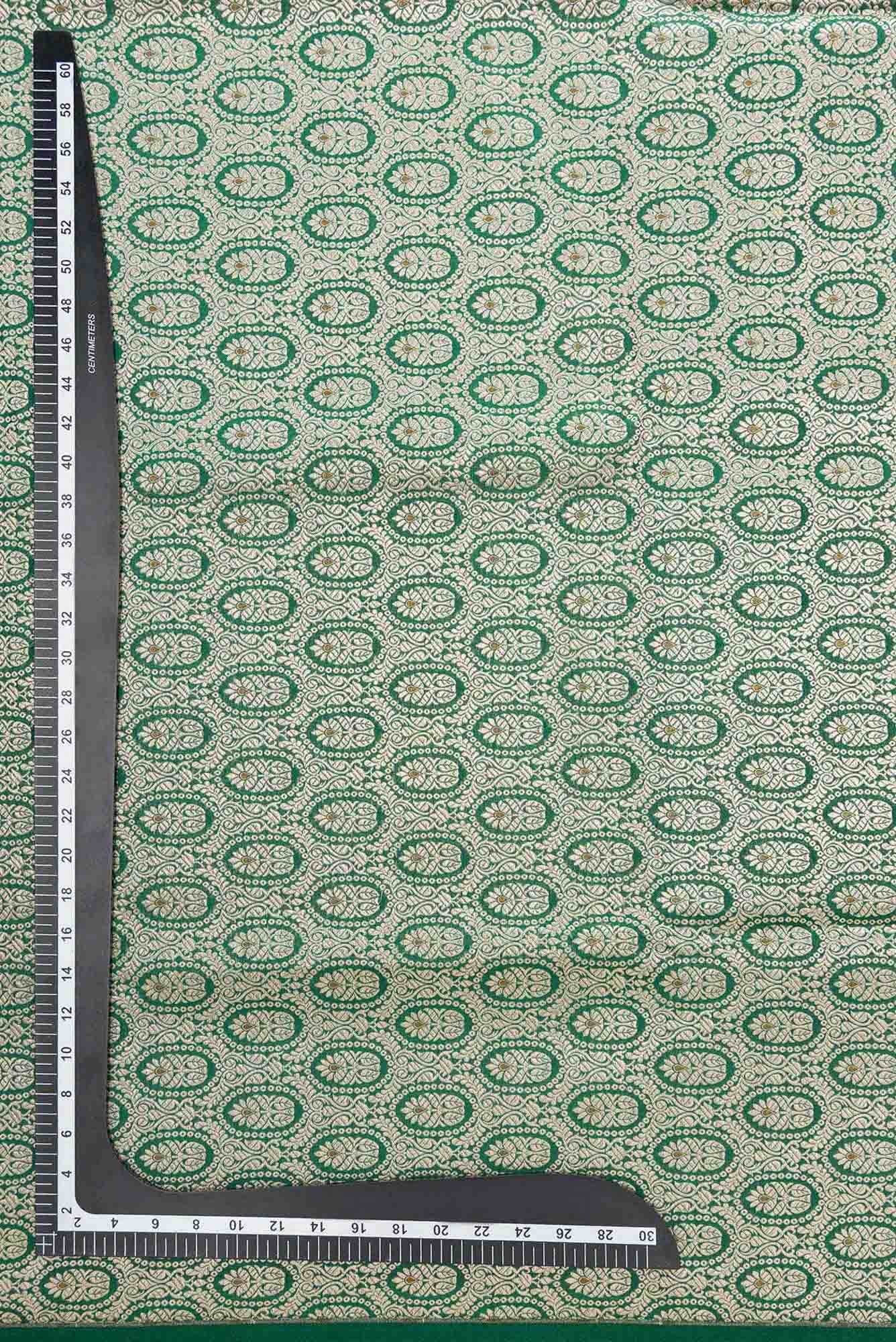 Bottle Green Banarasi Silk Dress Material