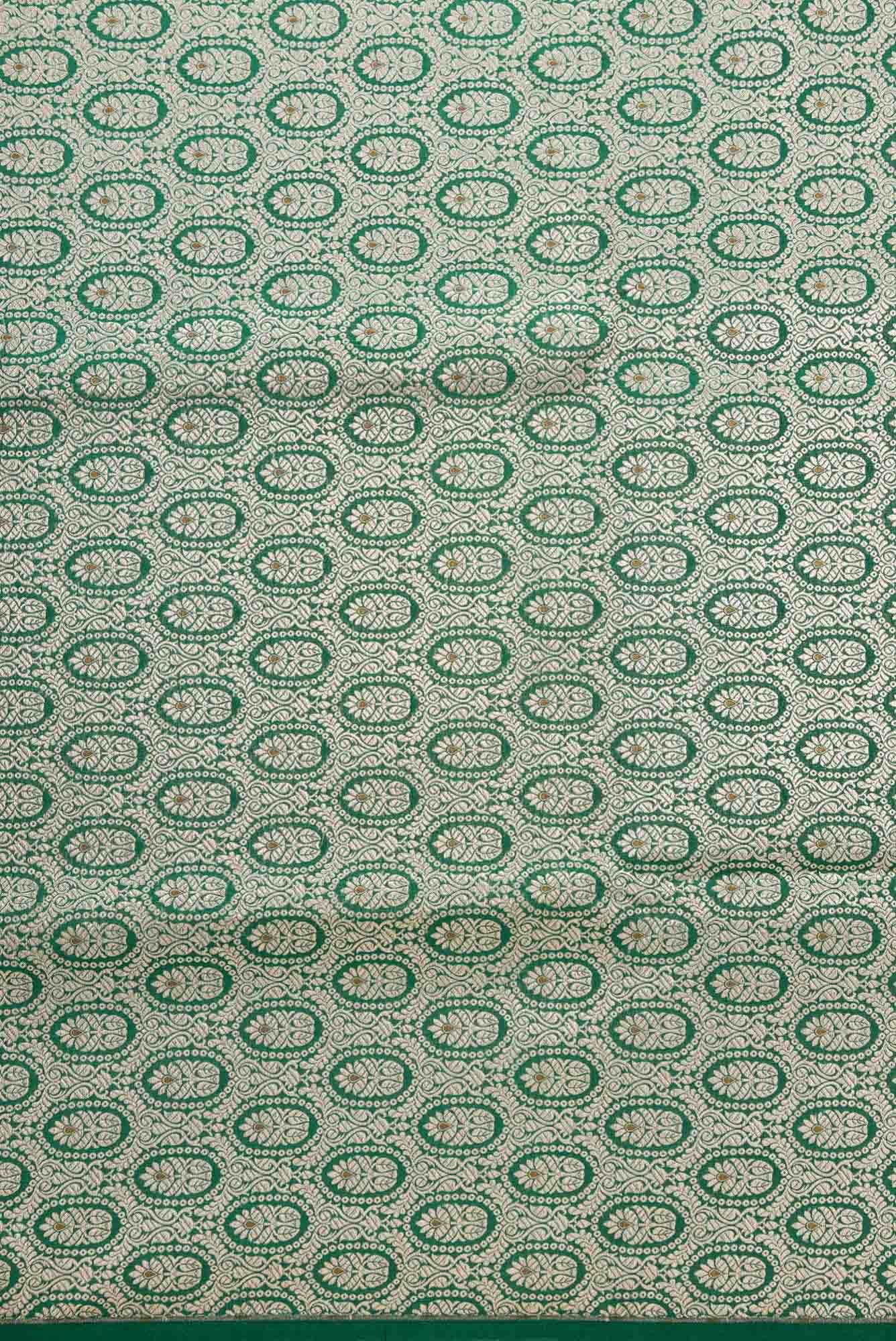 Bottle Green Banarasi Silk Dress Material