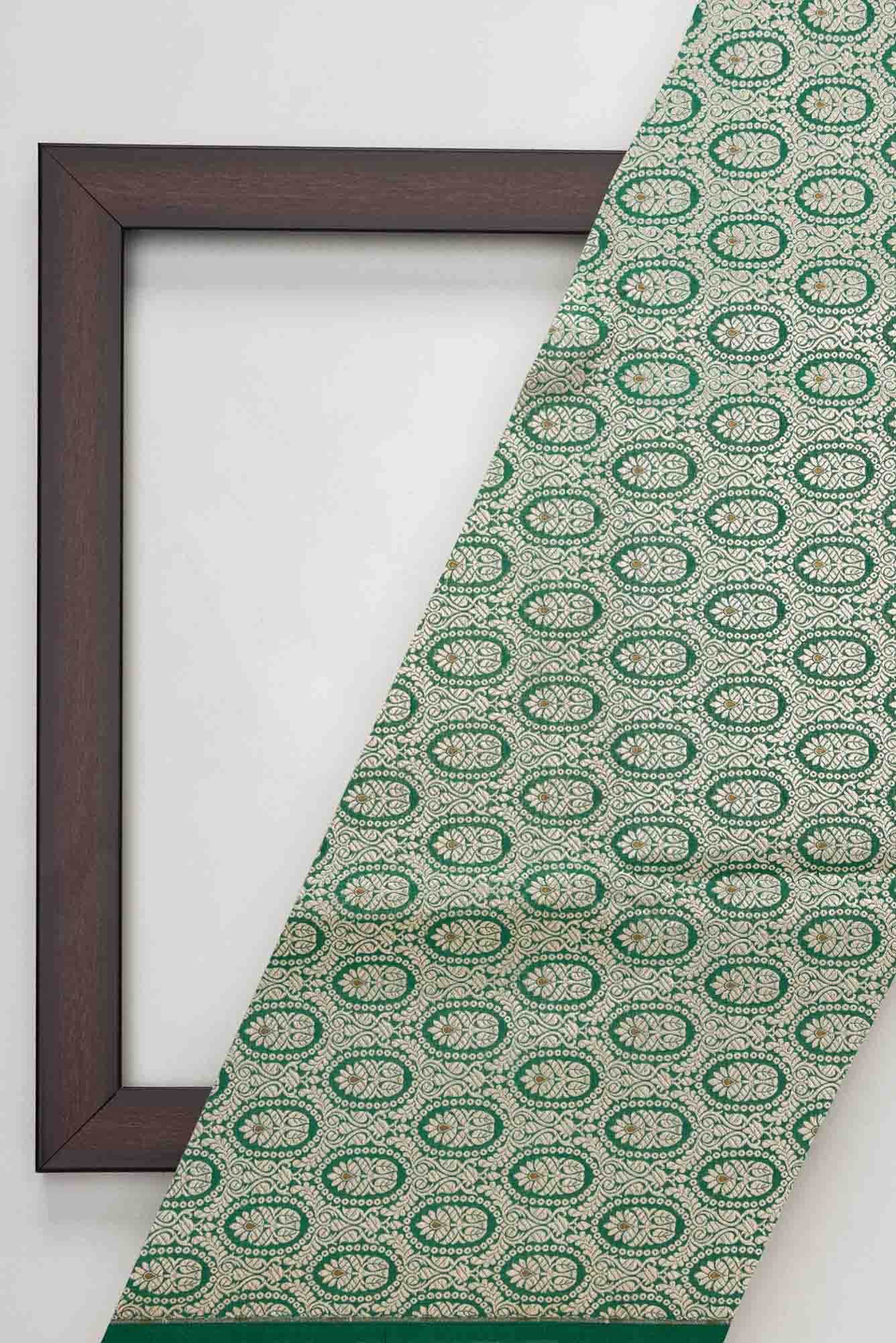 Bottle Green Banarasi Silk Dress Material