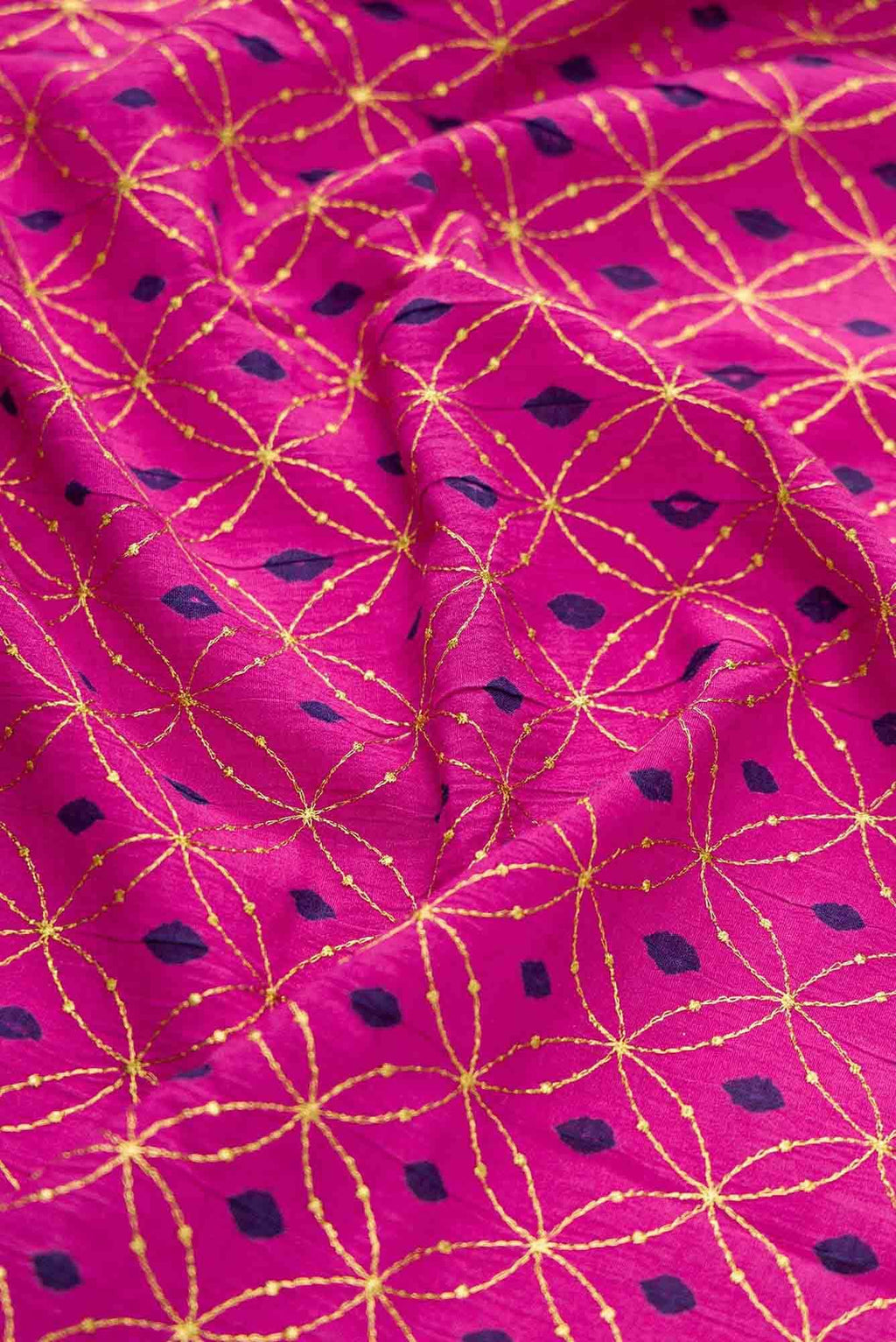 Magenta Bandhani Silk Dress Material