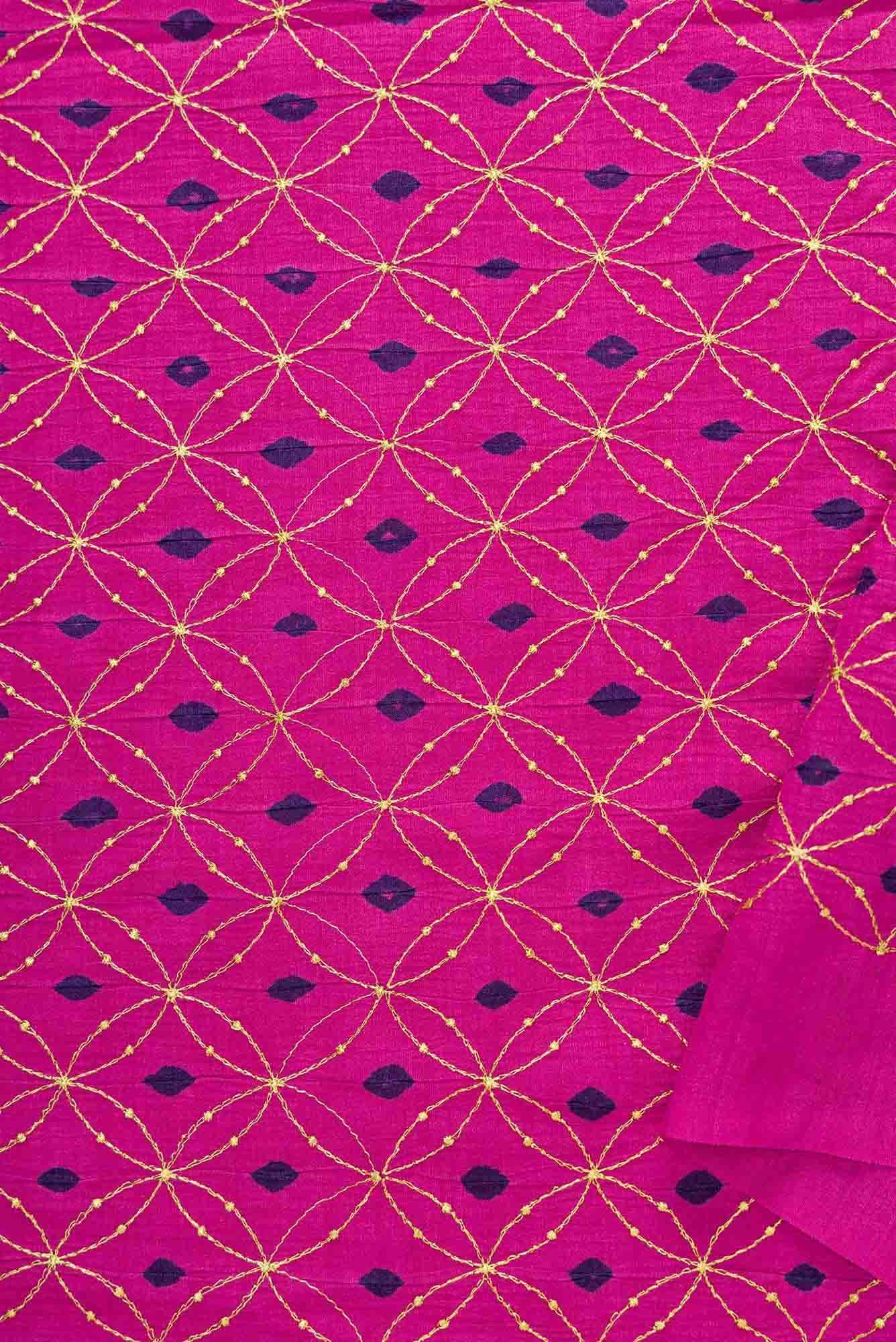 Magenta Bandhani Silk Dress Material