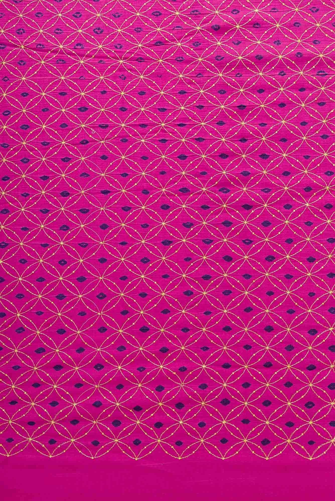 Magenta Bandhani Silk Dress Material