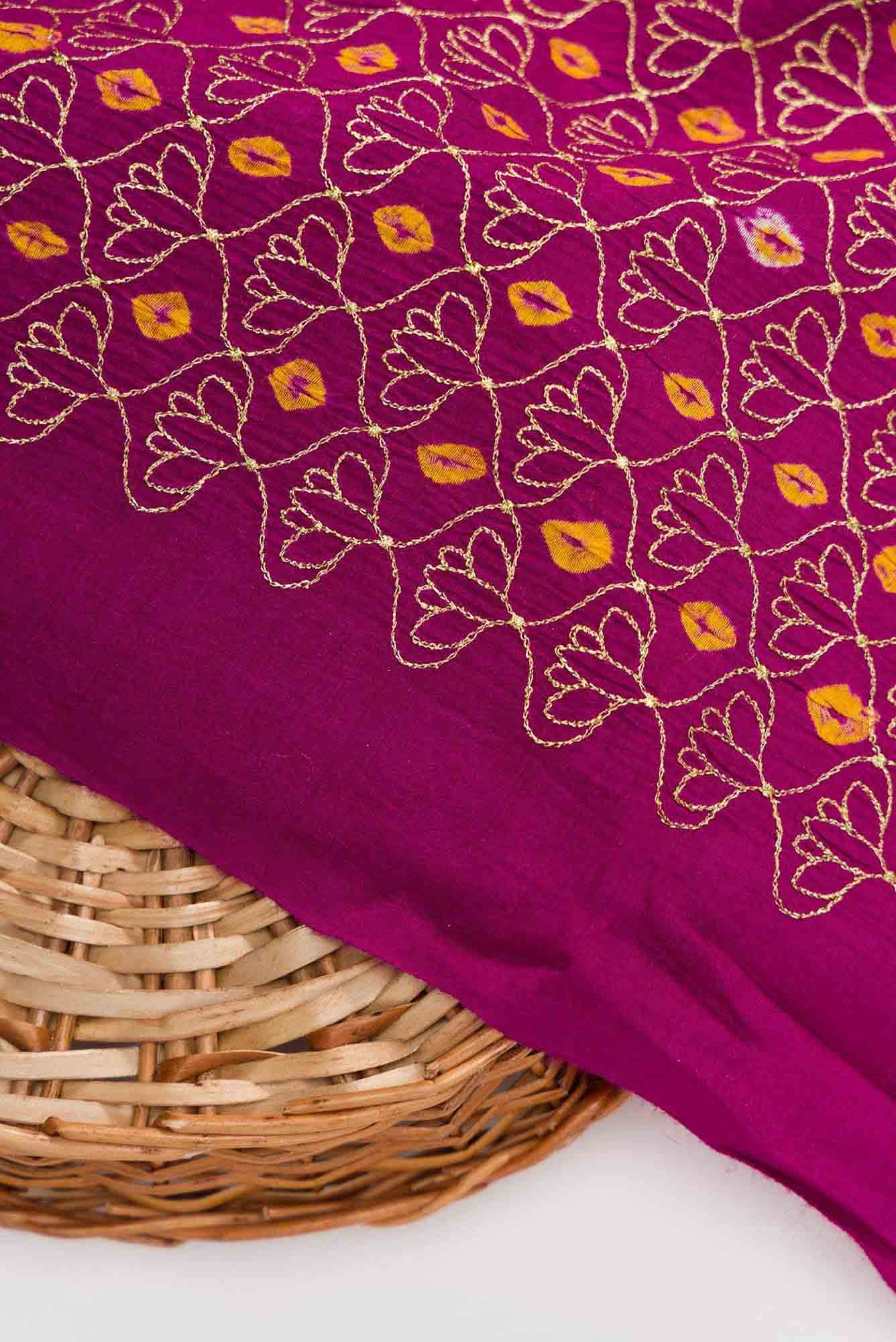 Purple Bandhani Silk Dress Material