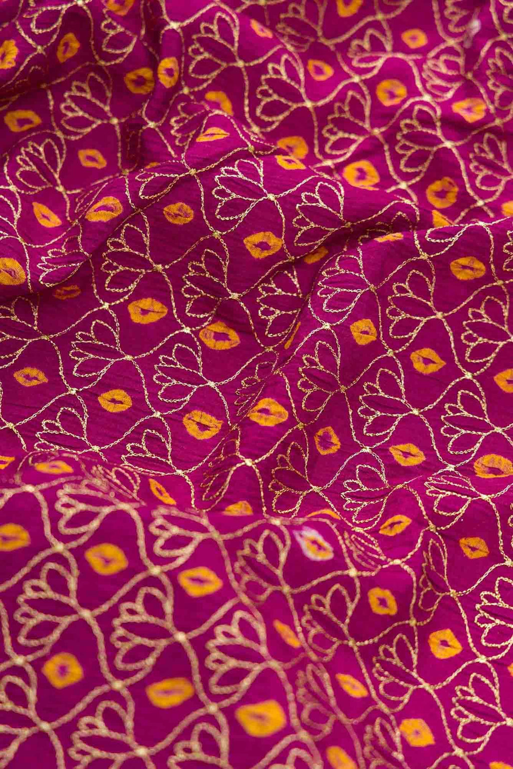 Purple Bandhani Silk Dress Material