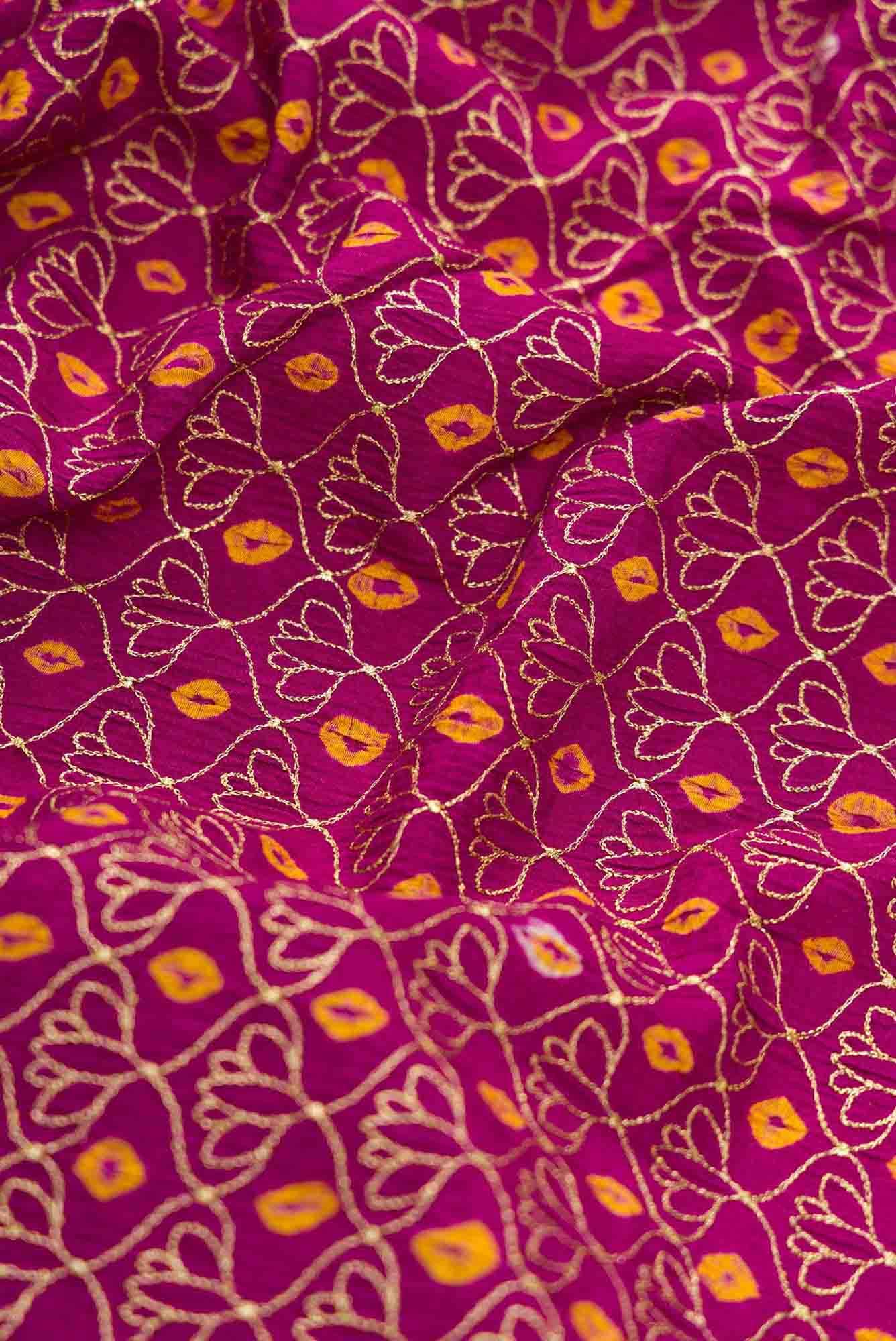 Purple Bandhani Silk Dress Material