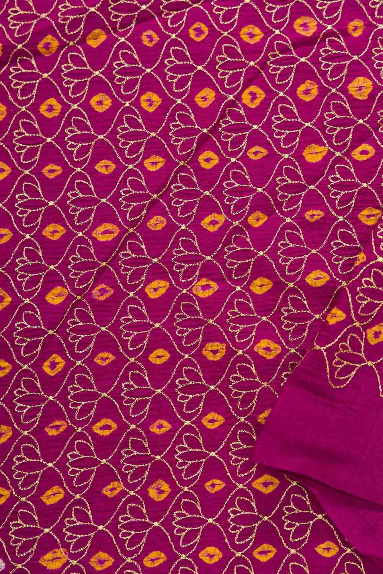 Purple Bandhani Silk Dress Material