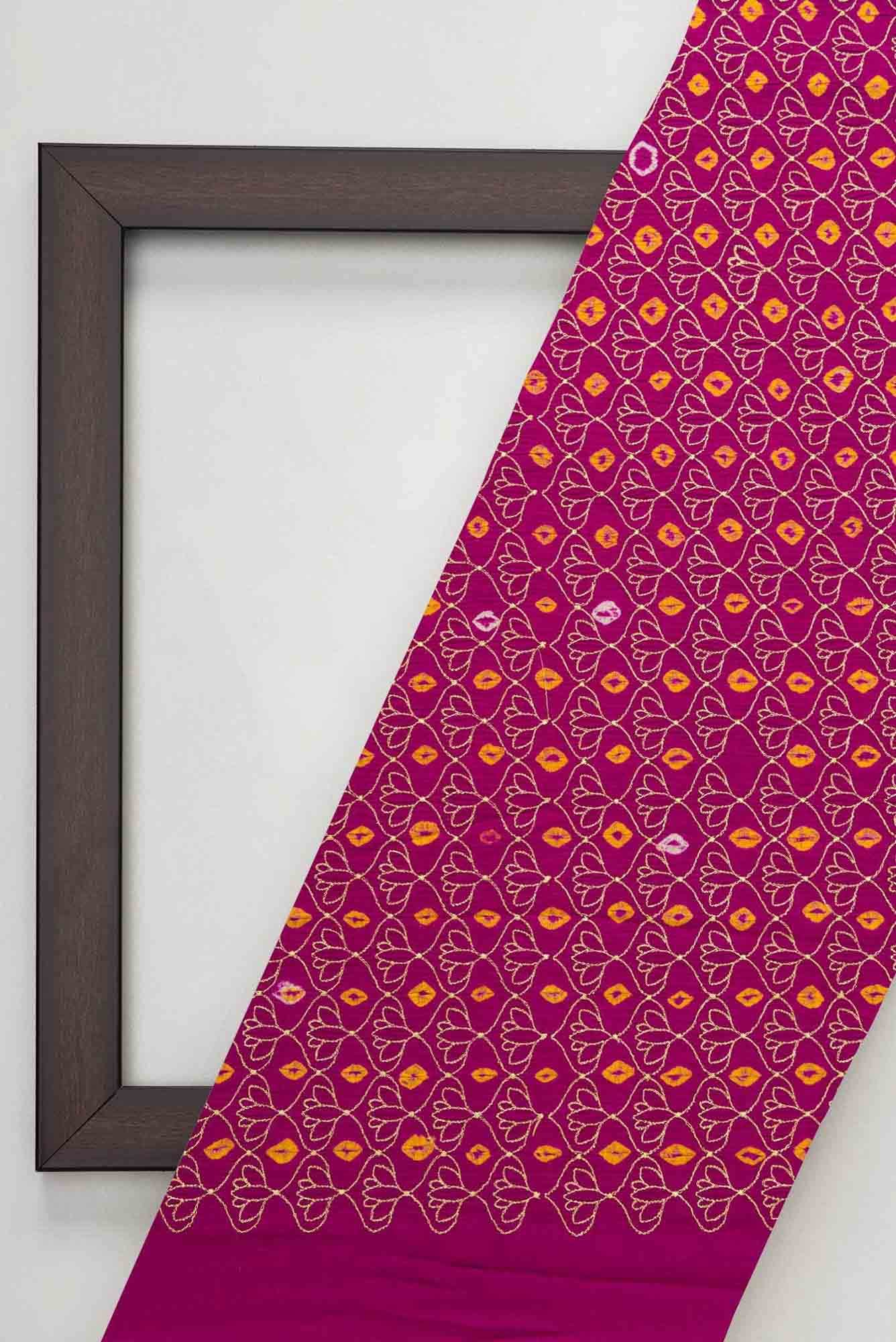 Purple Bandhani Silk Dress Material