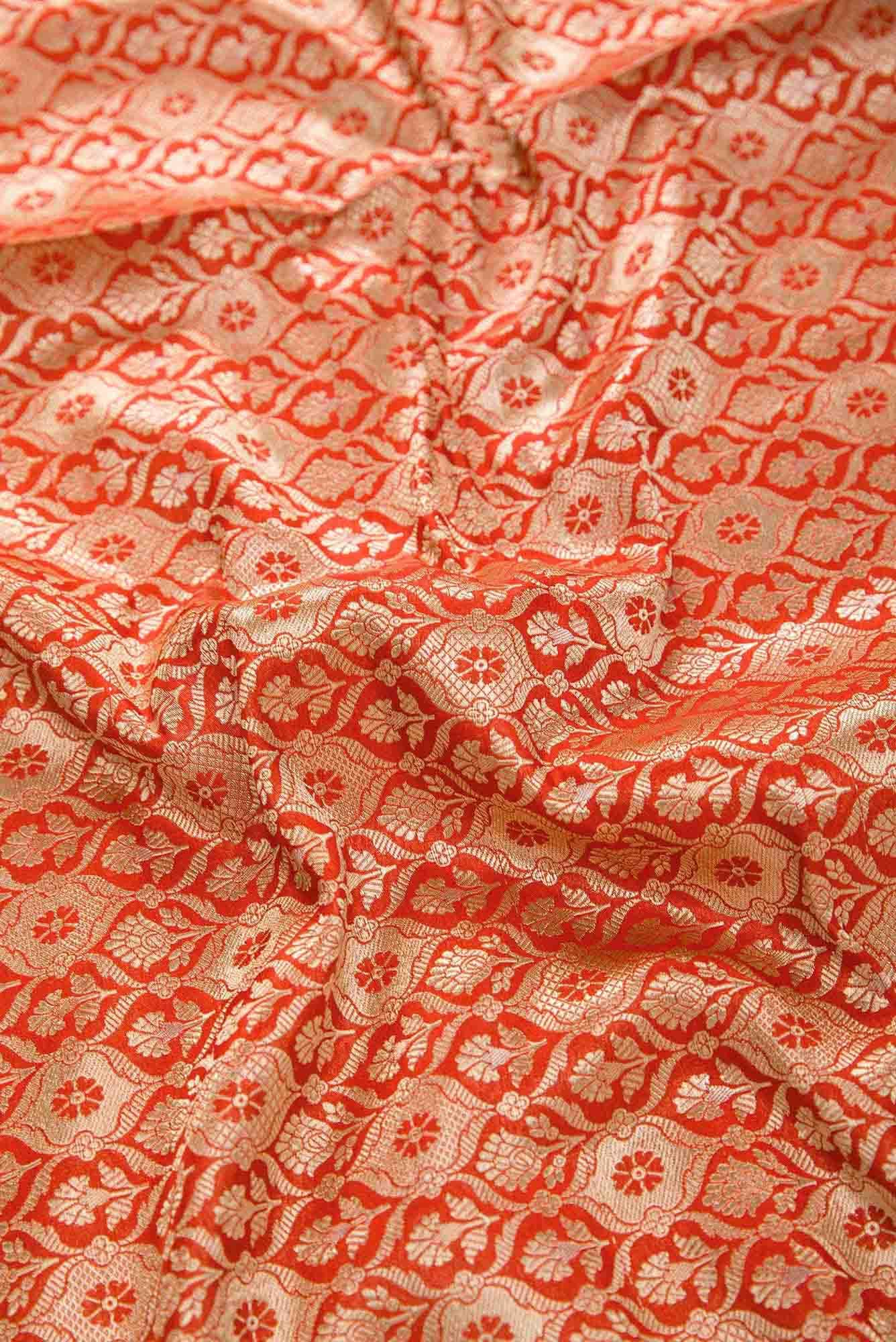 Red Banarasi Silk Dress Material