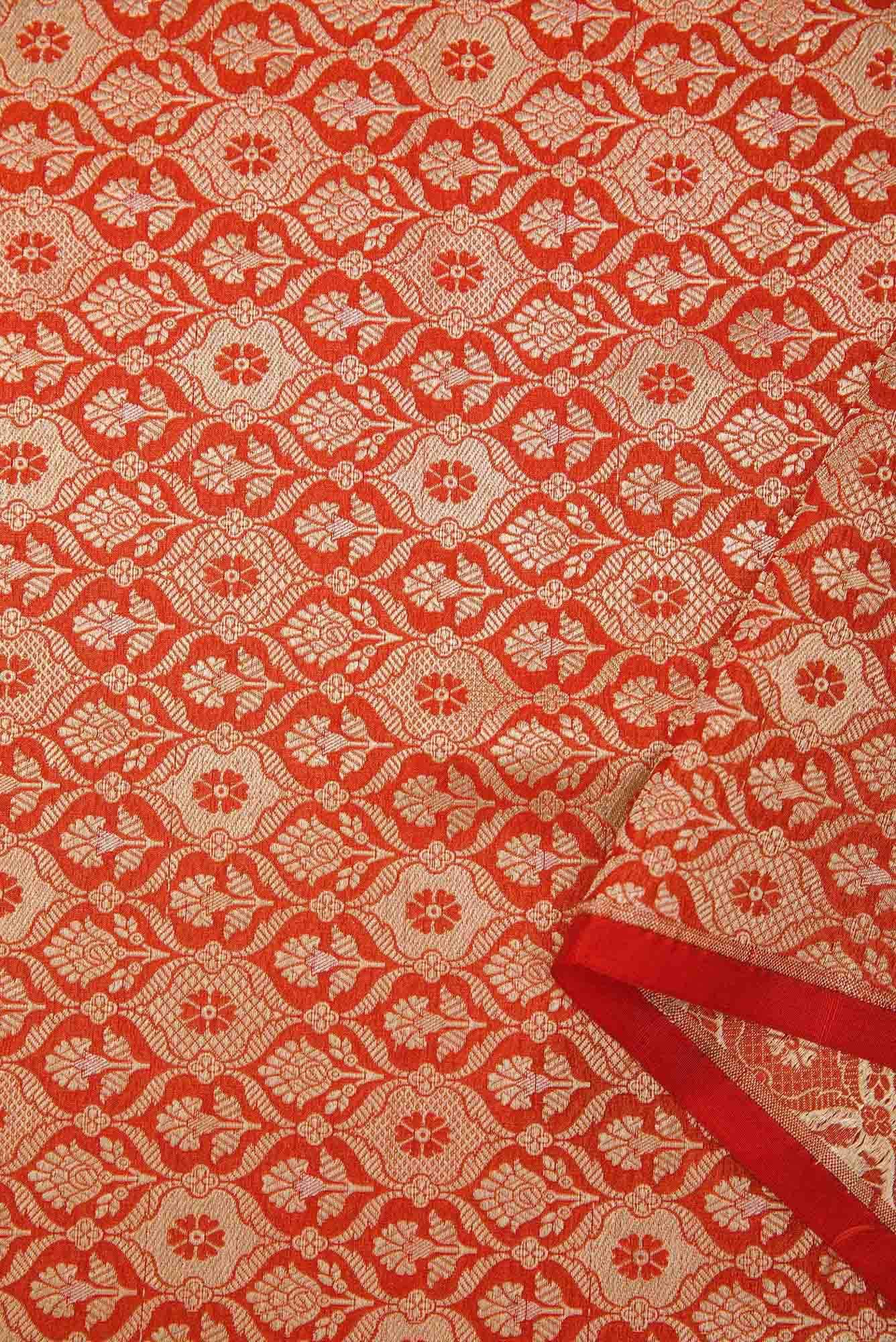 Red Banarasi Silk Dress Material