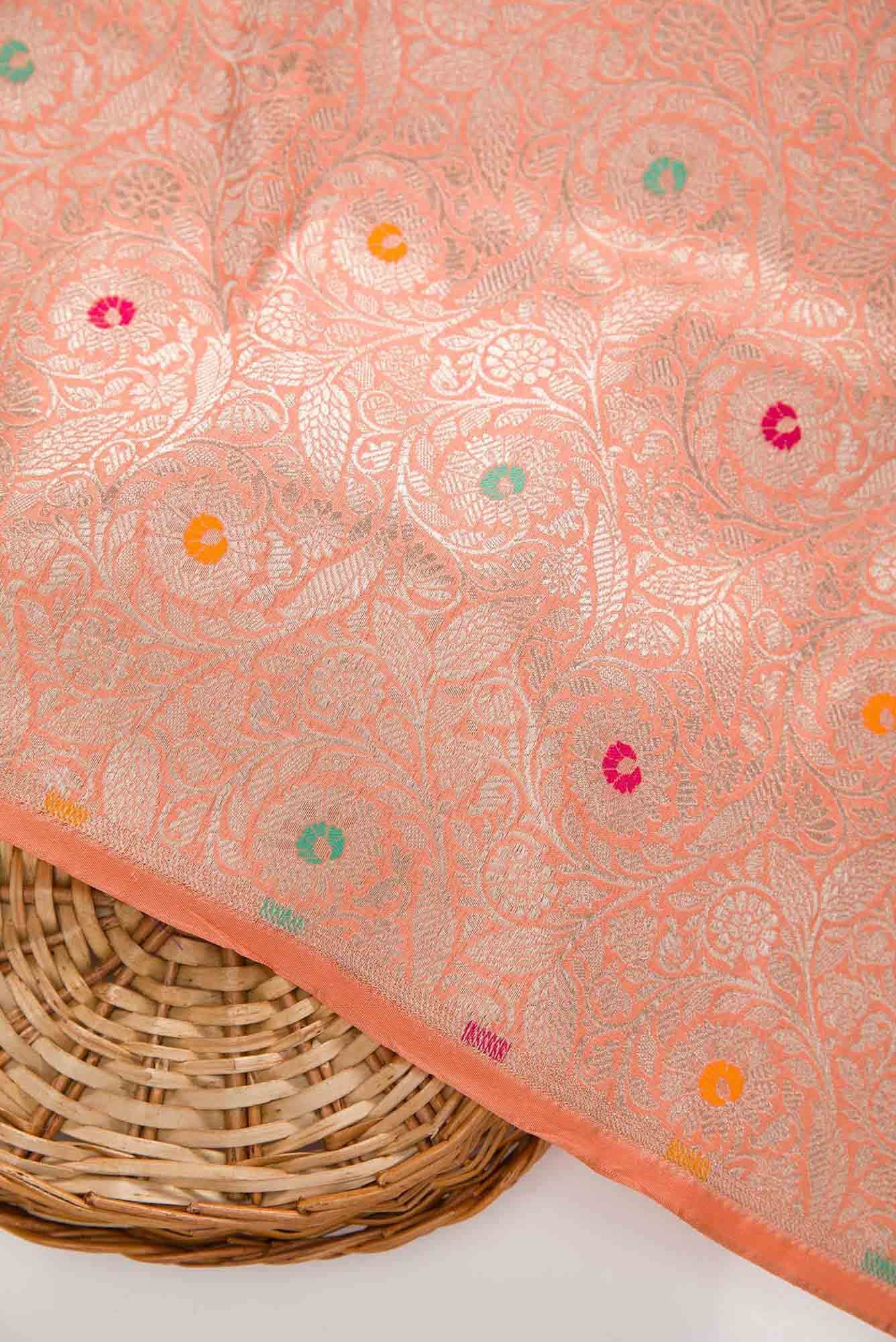 Peach Banarasi Silk Dress Material