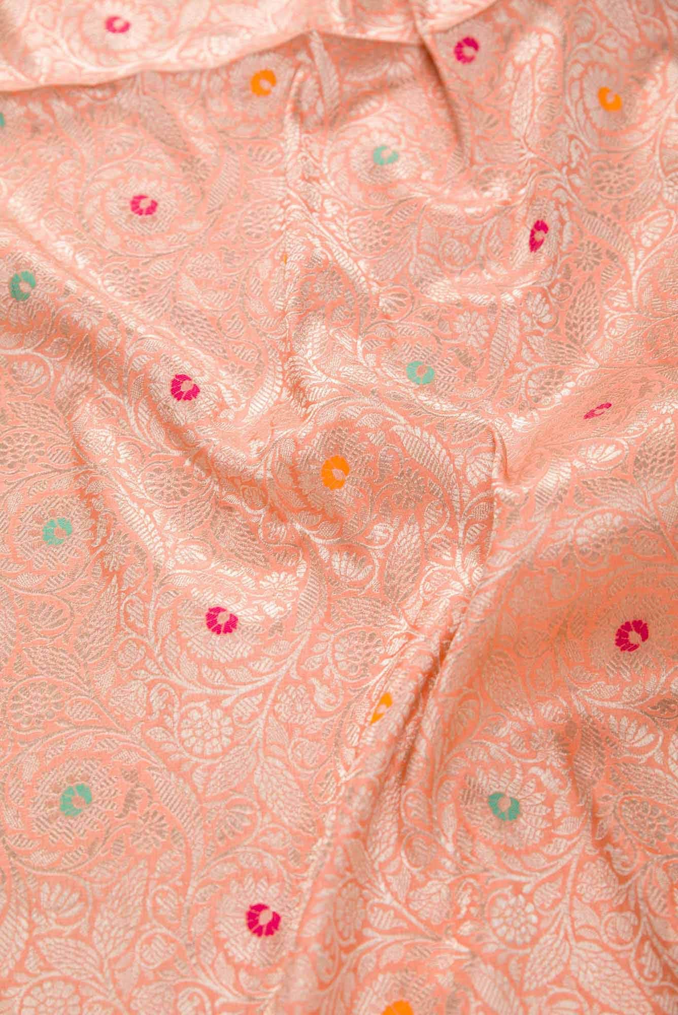 Peach Banarasi Silk Dress Material