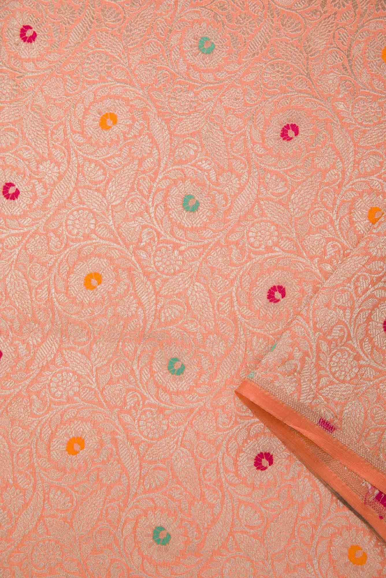 Peach Banarasi Silk Dress Material