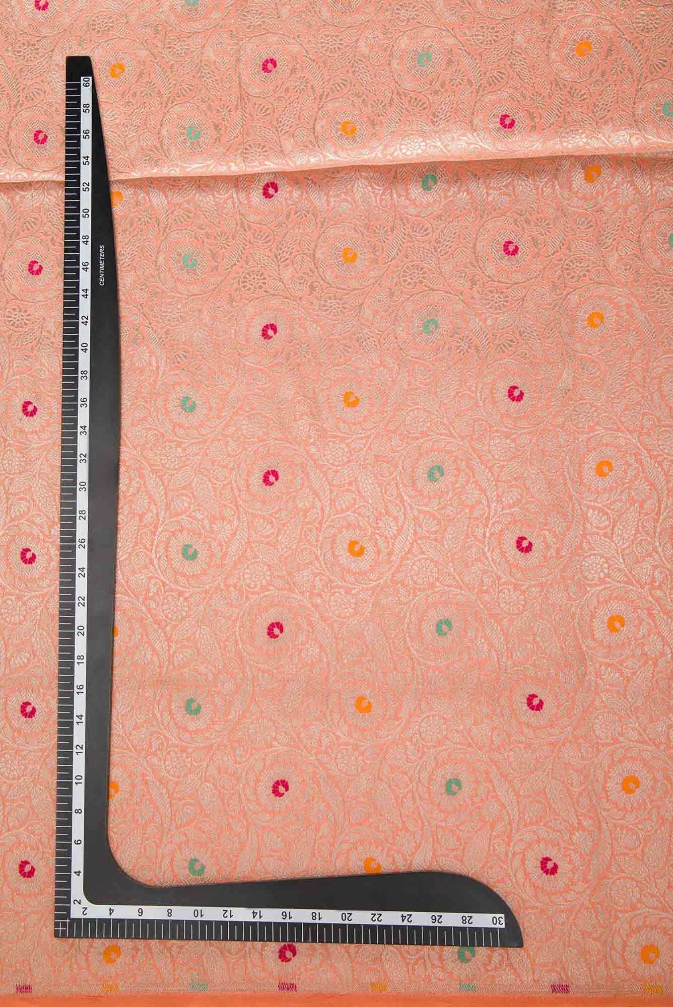 Peach Banarasi Silk Dress Material