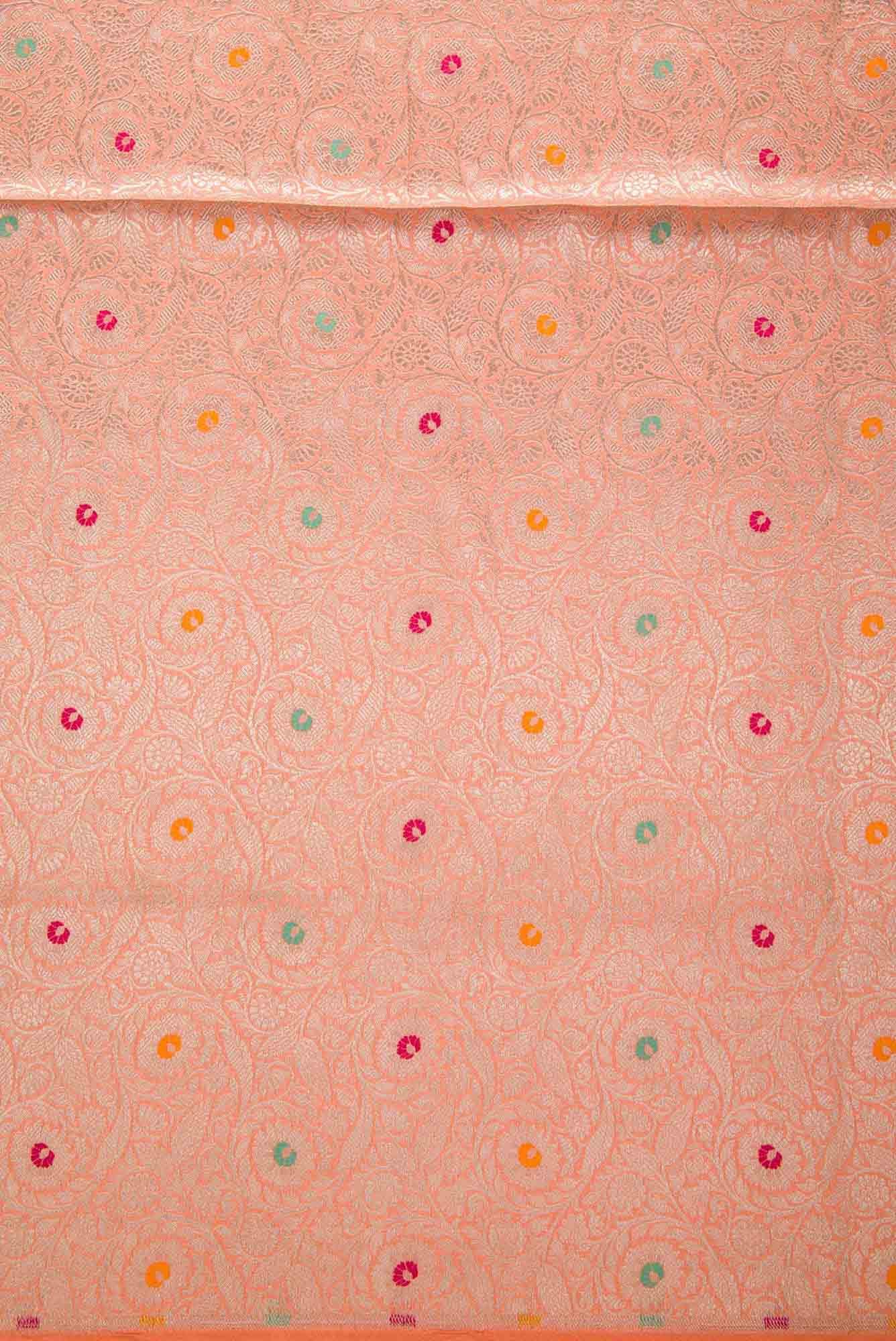 Peach Banarasi Silk Dress Material