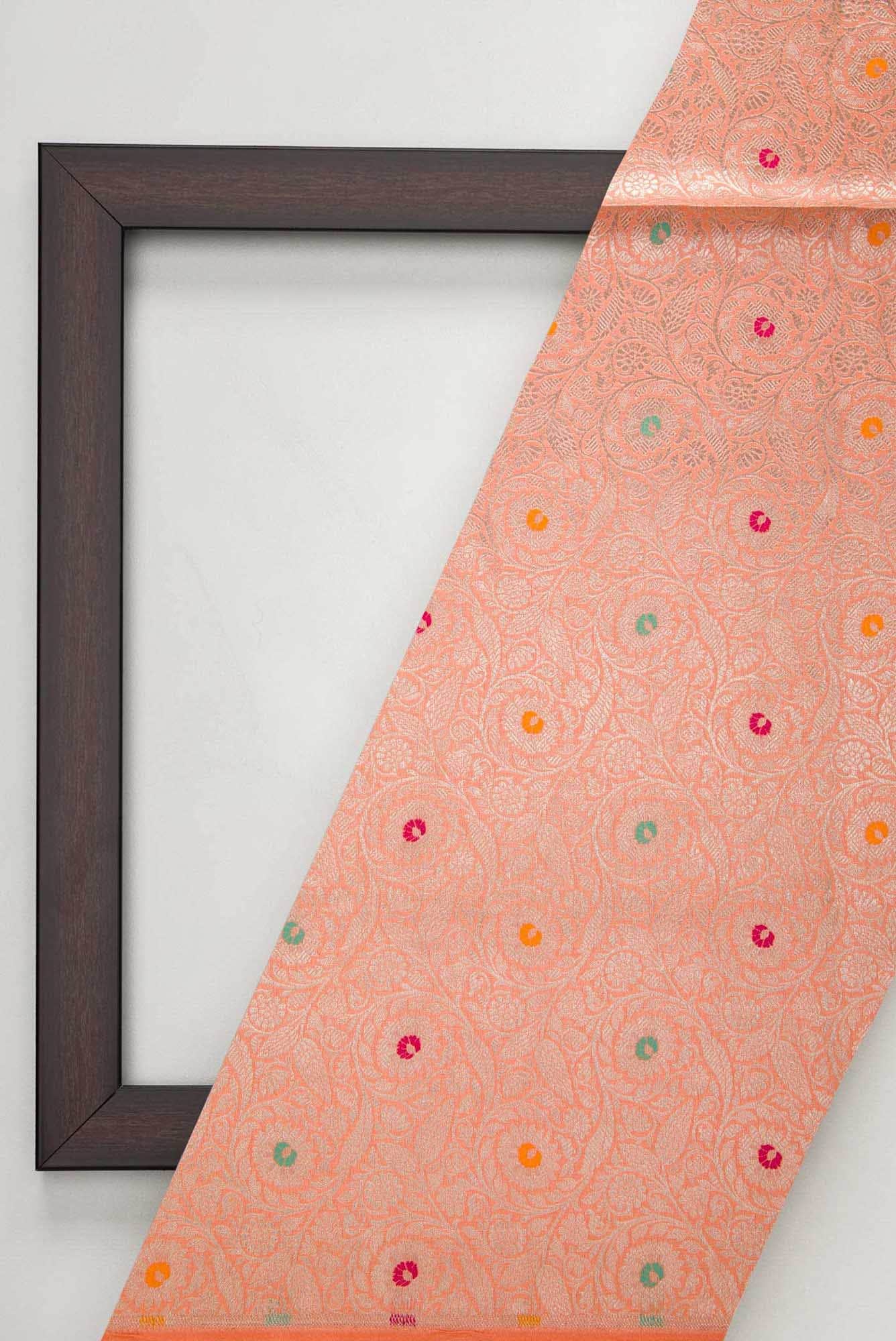 Peach Banarasi Silk Dress Material