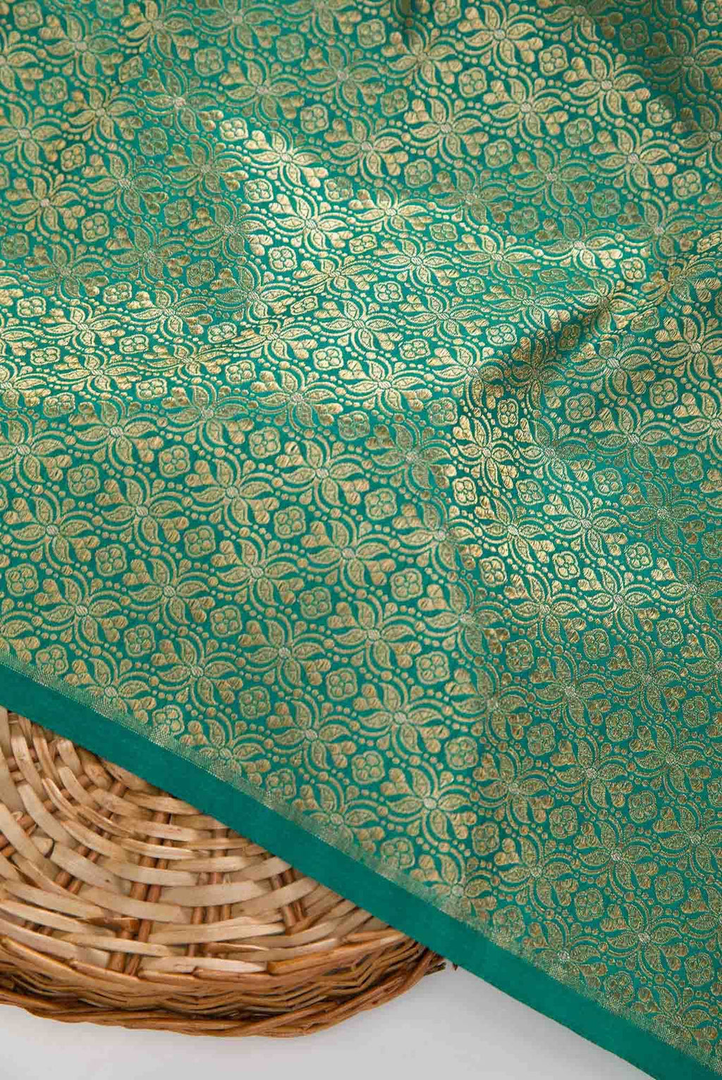 Green Banarasi Silk Dress Material