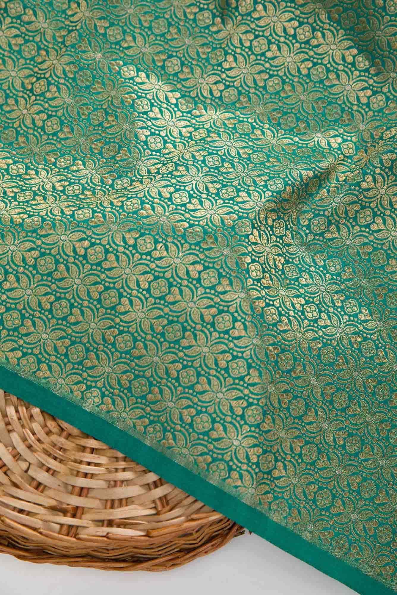 Green Banarasi Silk Dress Material