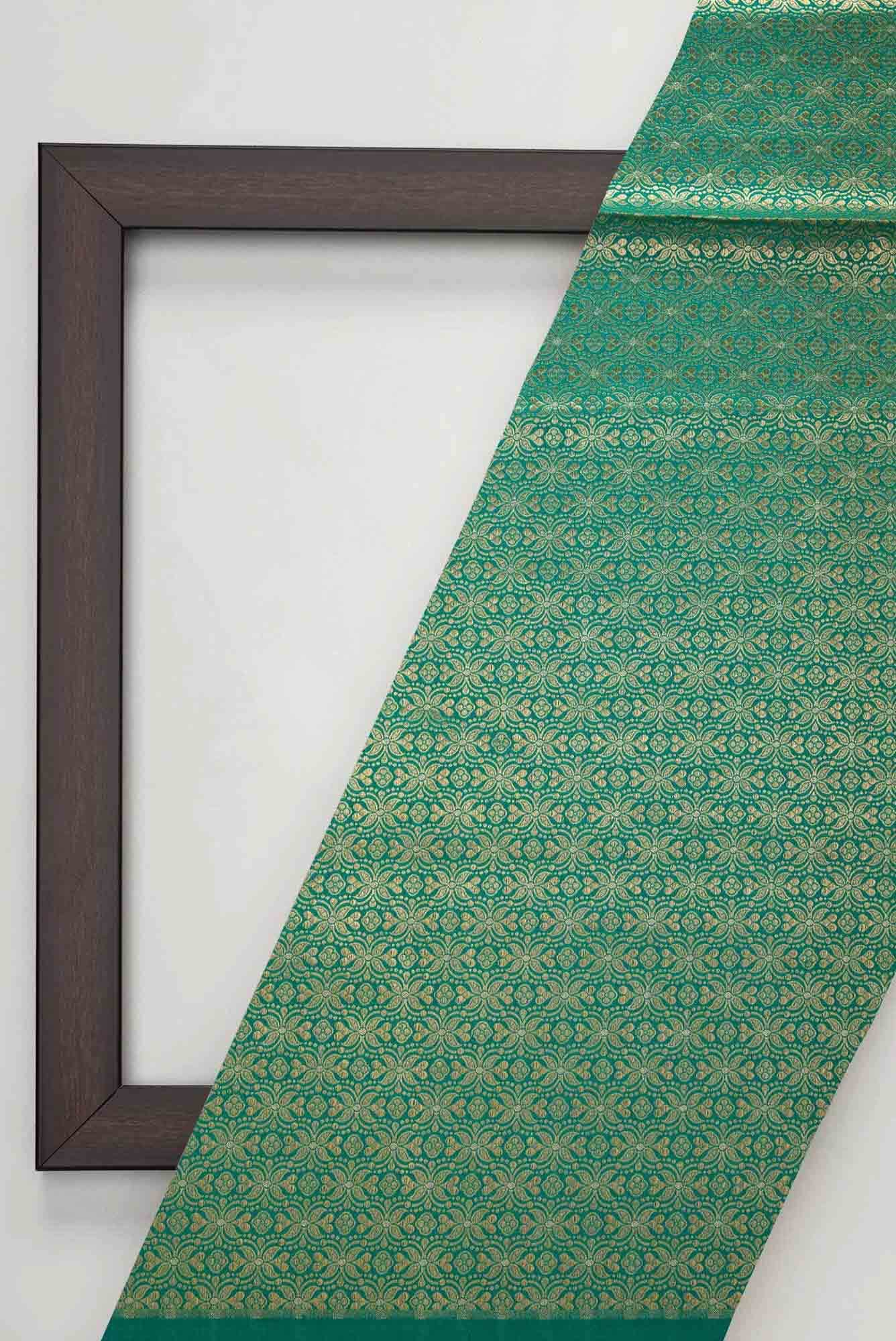 Green Banarasi Silk Dress Material