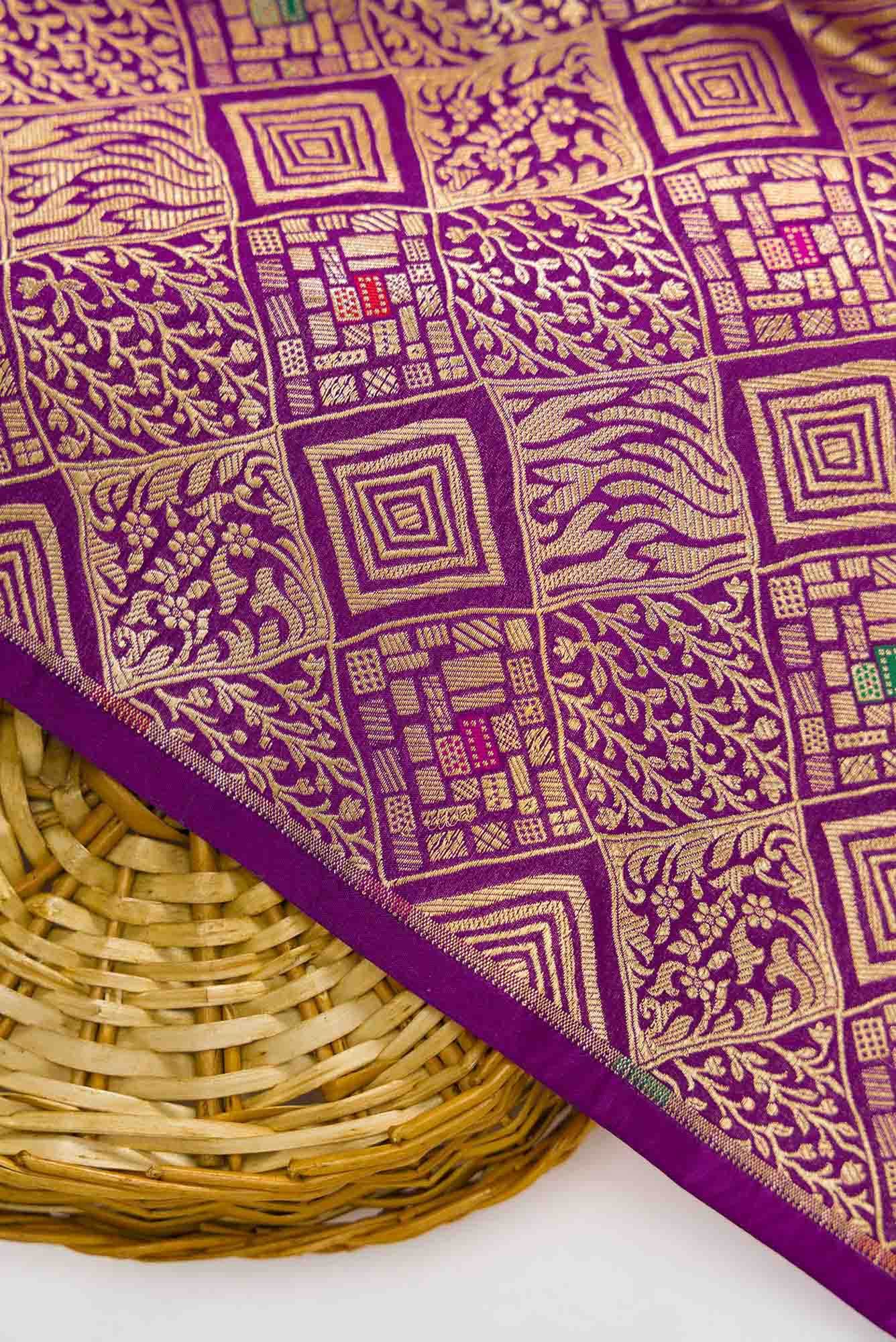 Purple Banarasi Silk Dress Material