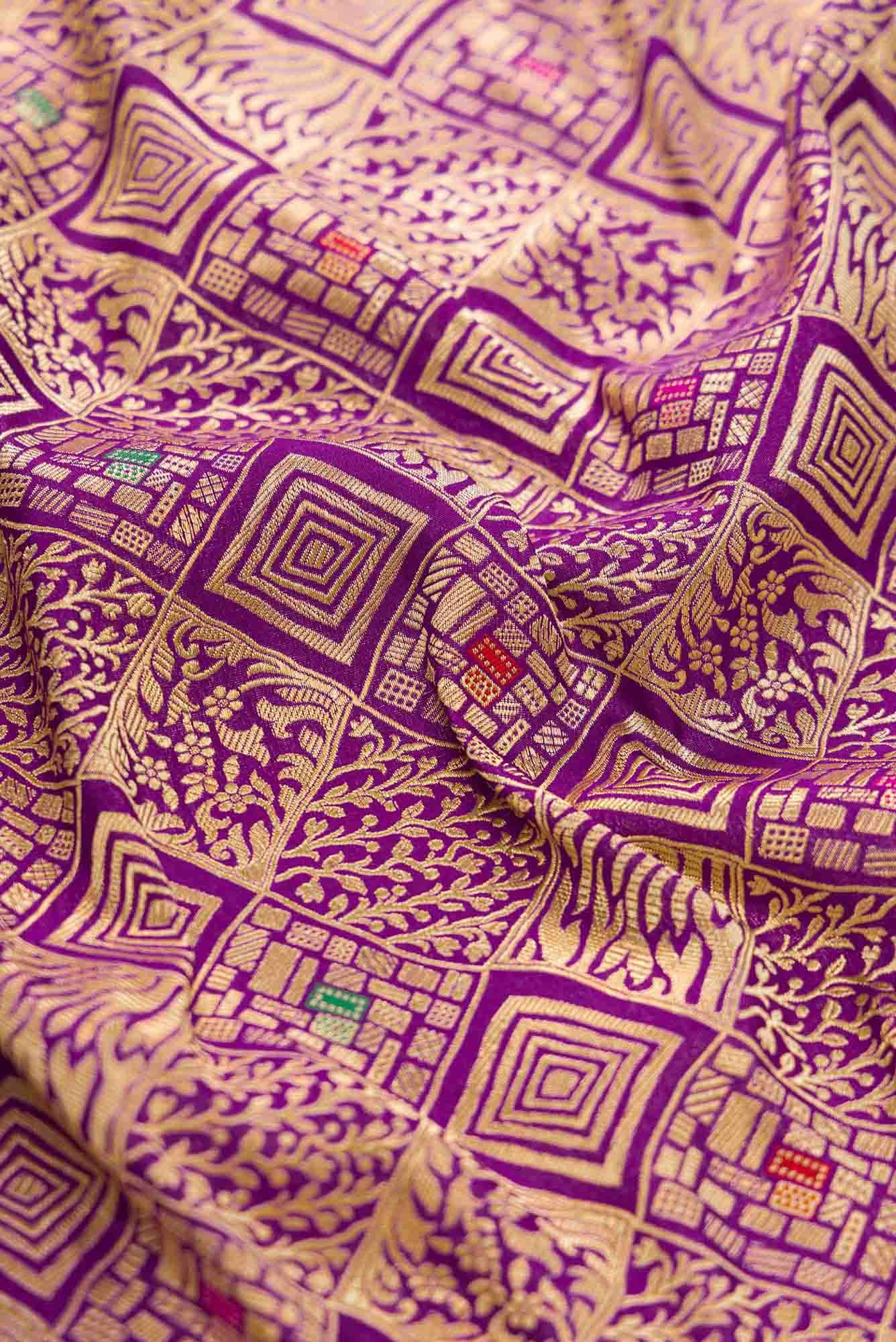 Purple Banarasi Silk Dress Material