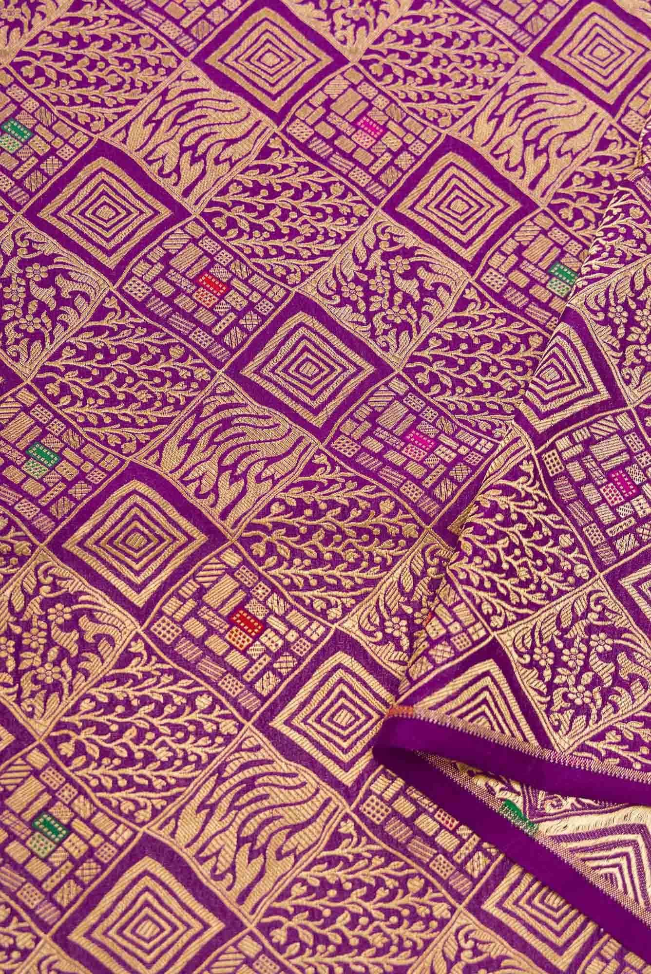 Purple Banarasi Silk Dress Material
