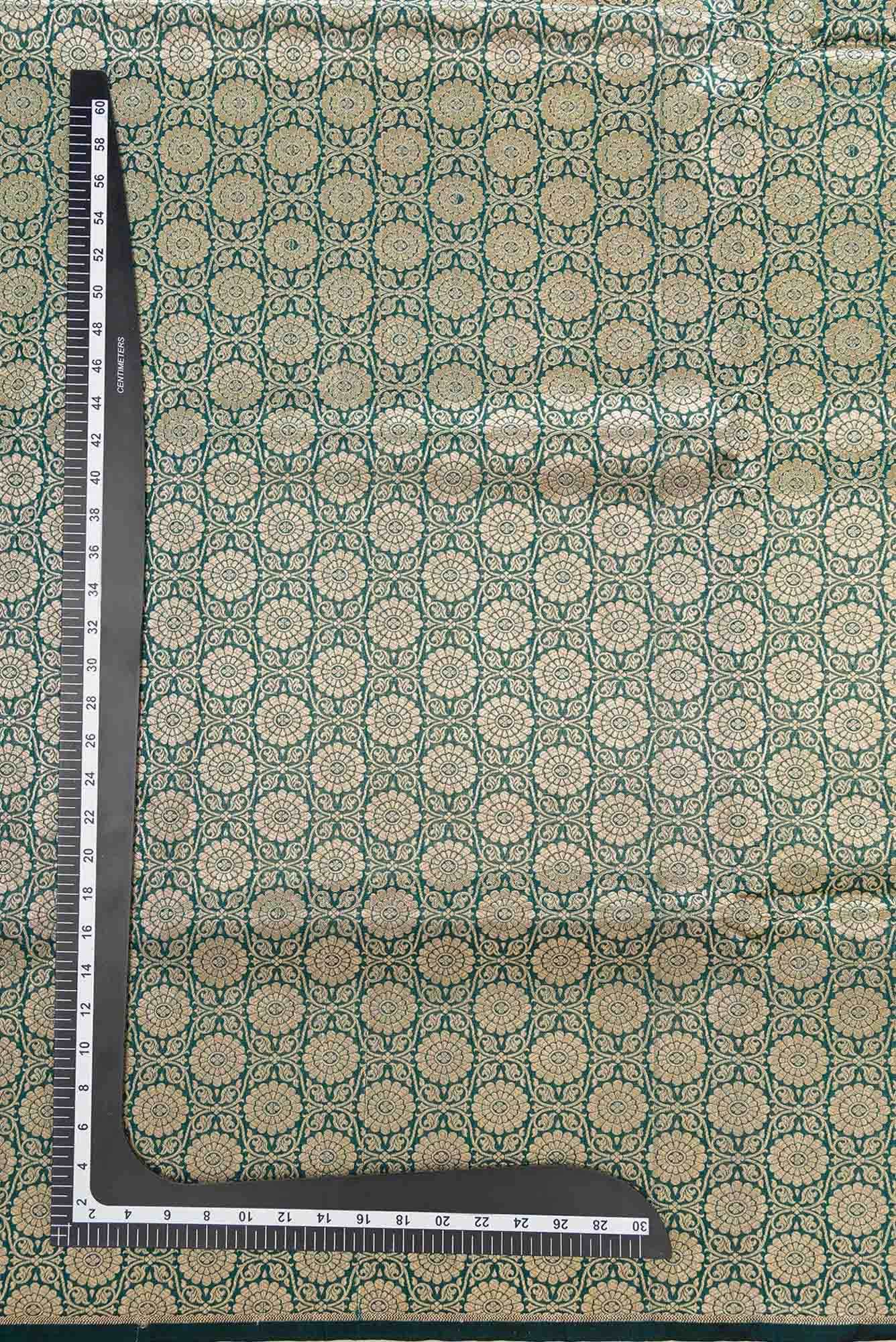 Bottle Green Banarasi Silk Dress Material