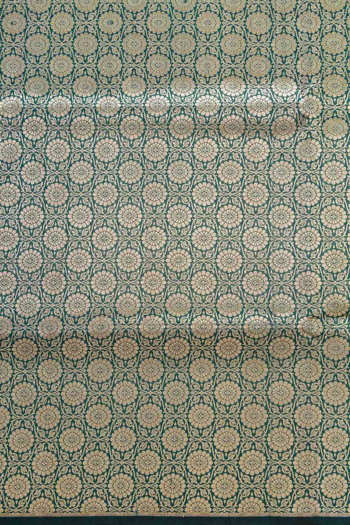 Bottle Green Banarasi Silk Dress Material