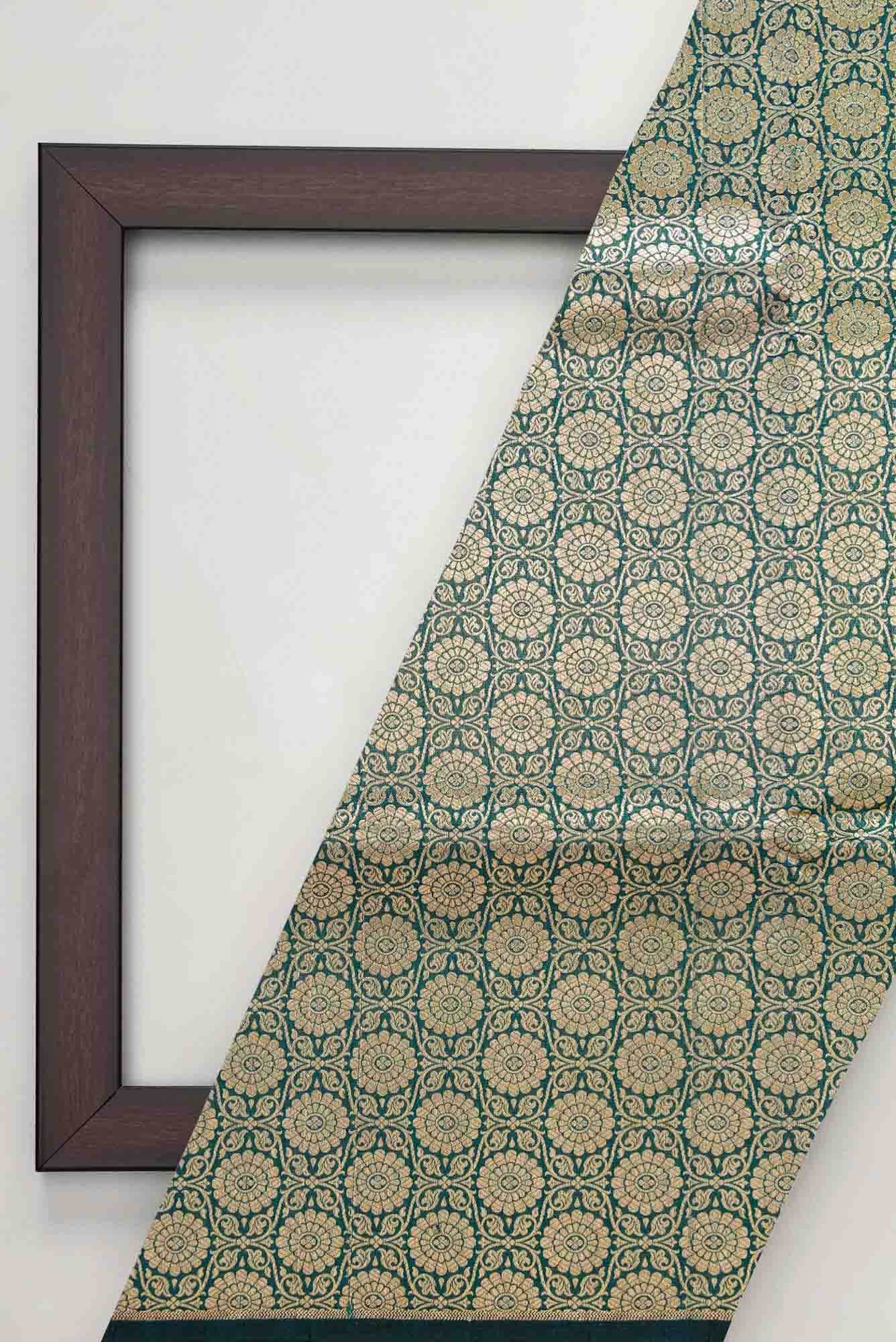 Bottle Green Banarasi Silk Dress Material