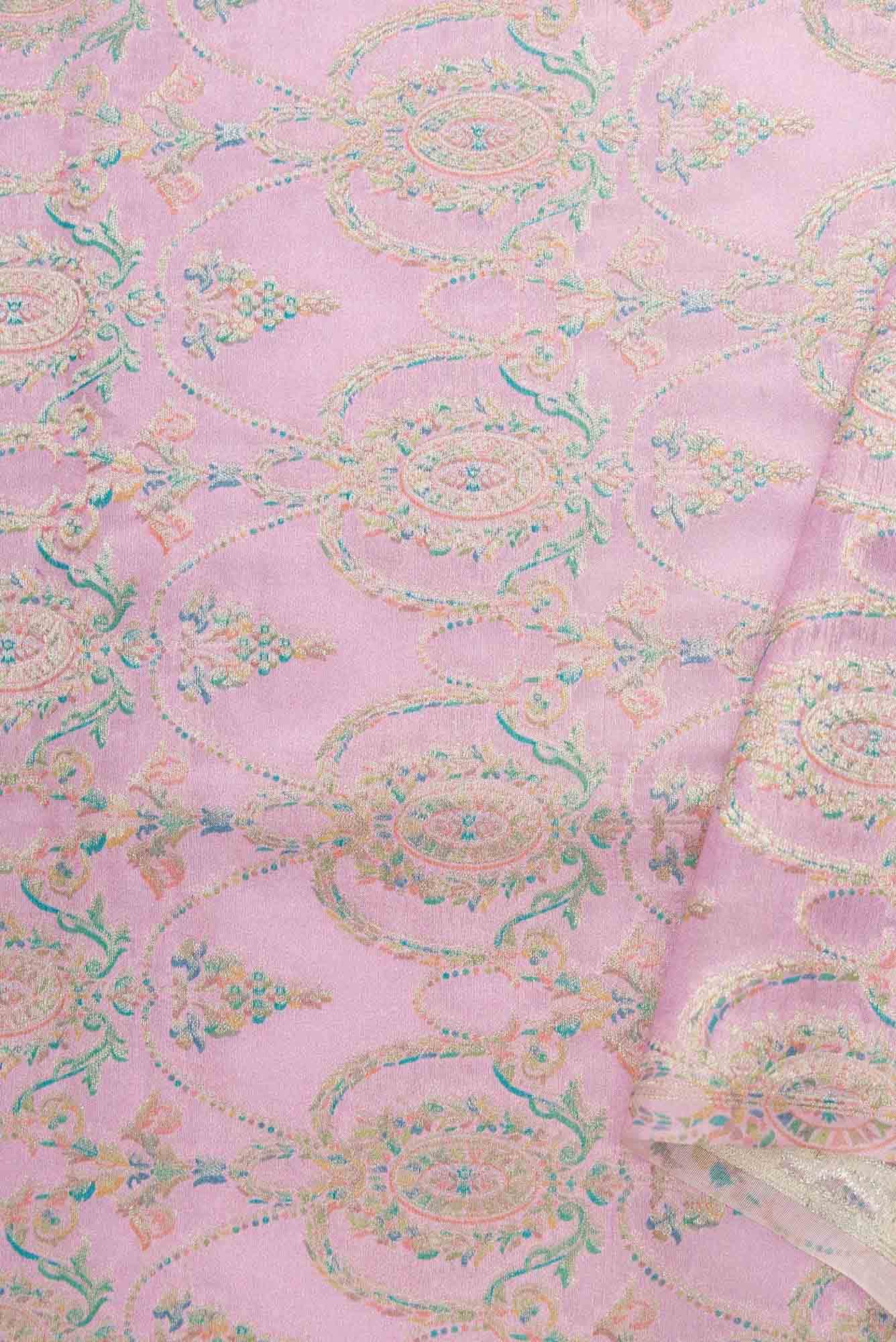 Lavender Banarasi Silk Dress Material