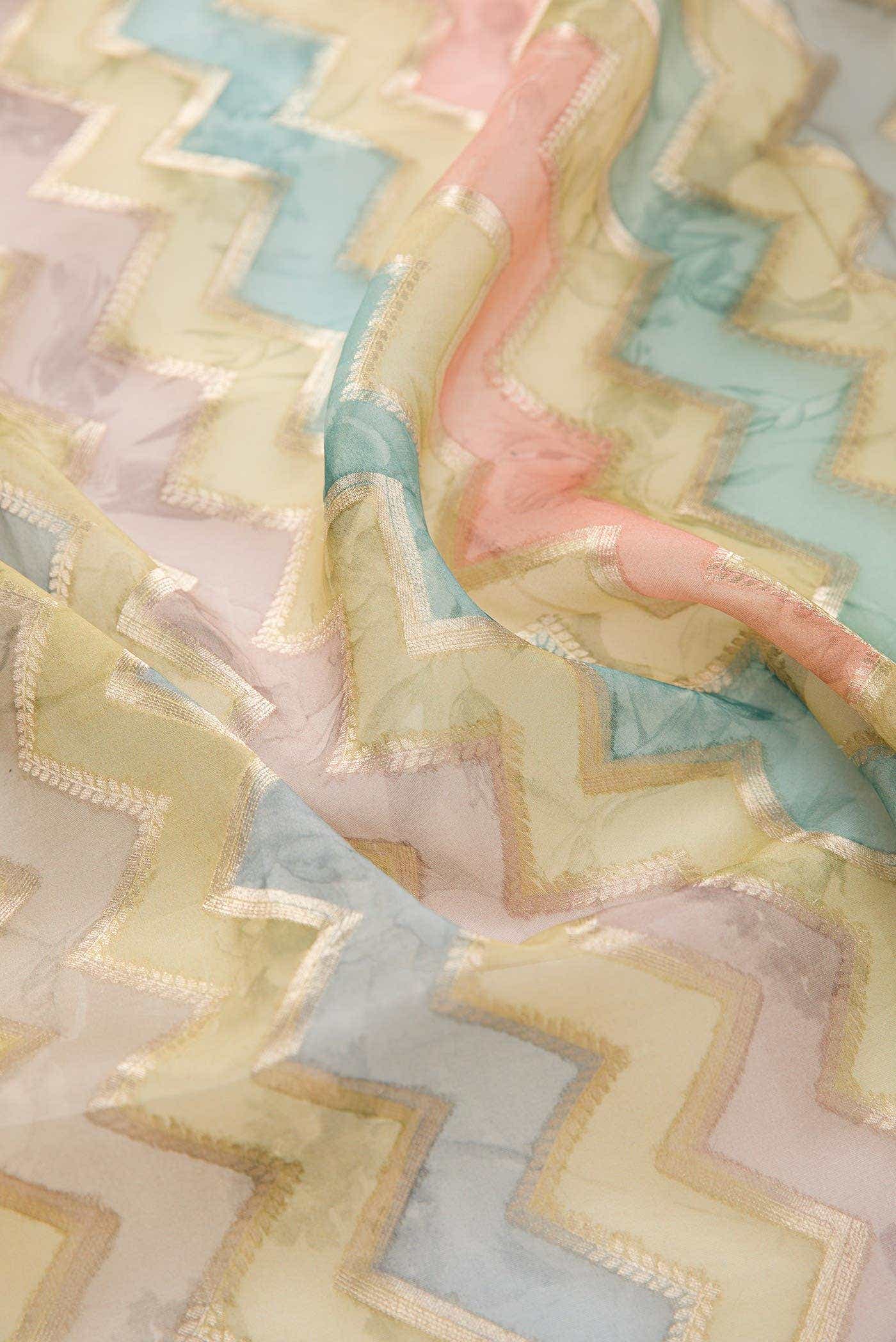 Blue and Lavender Organza Silk Dress Material