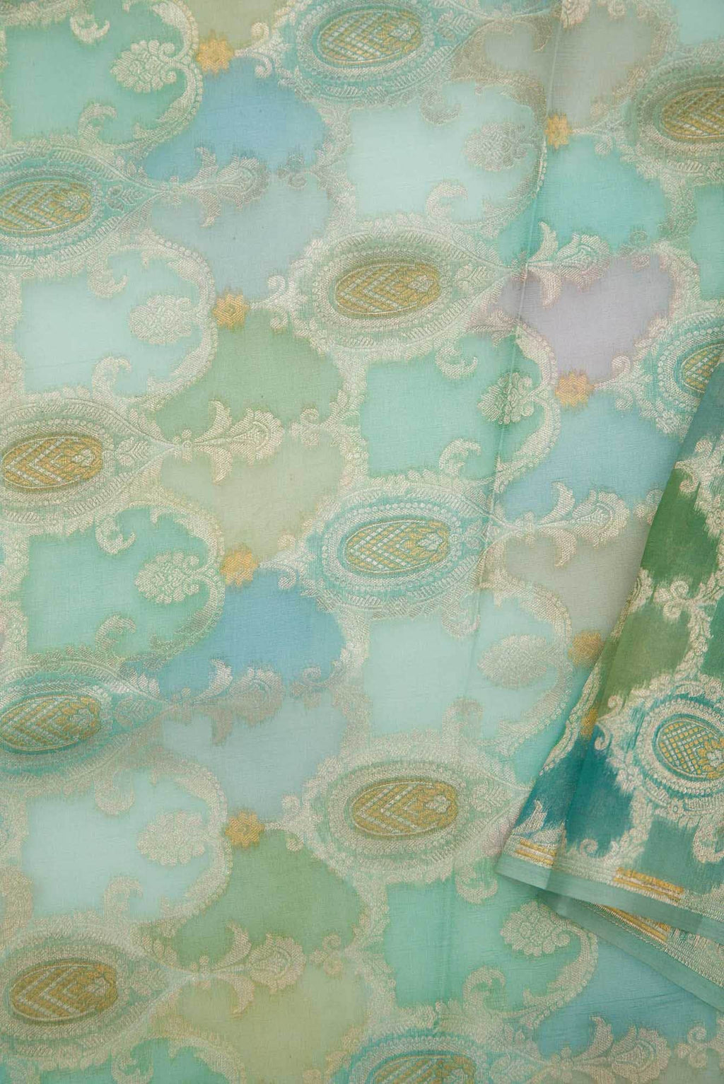 Blue Organza Silk Dress Material