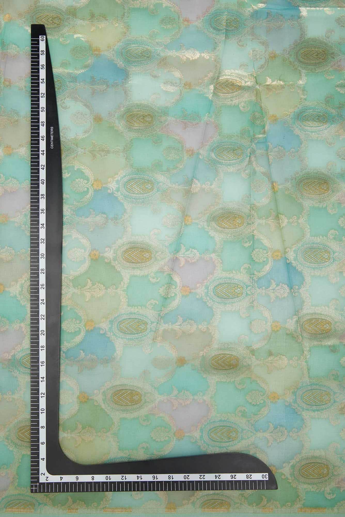 Blue Organza Silk Dress Material