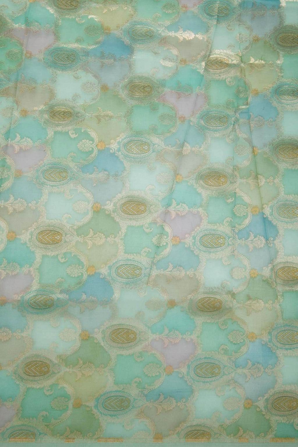Blue Organza Silk Dress Material