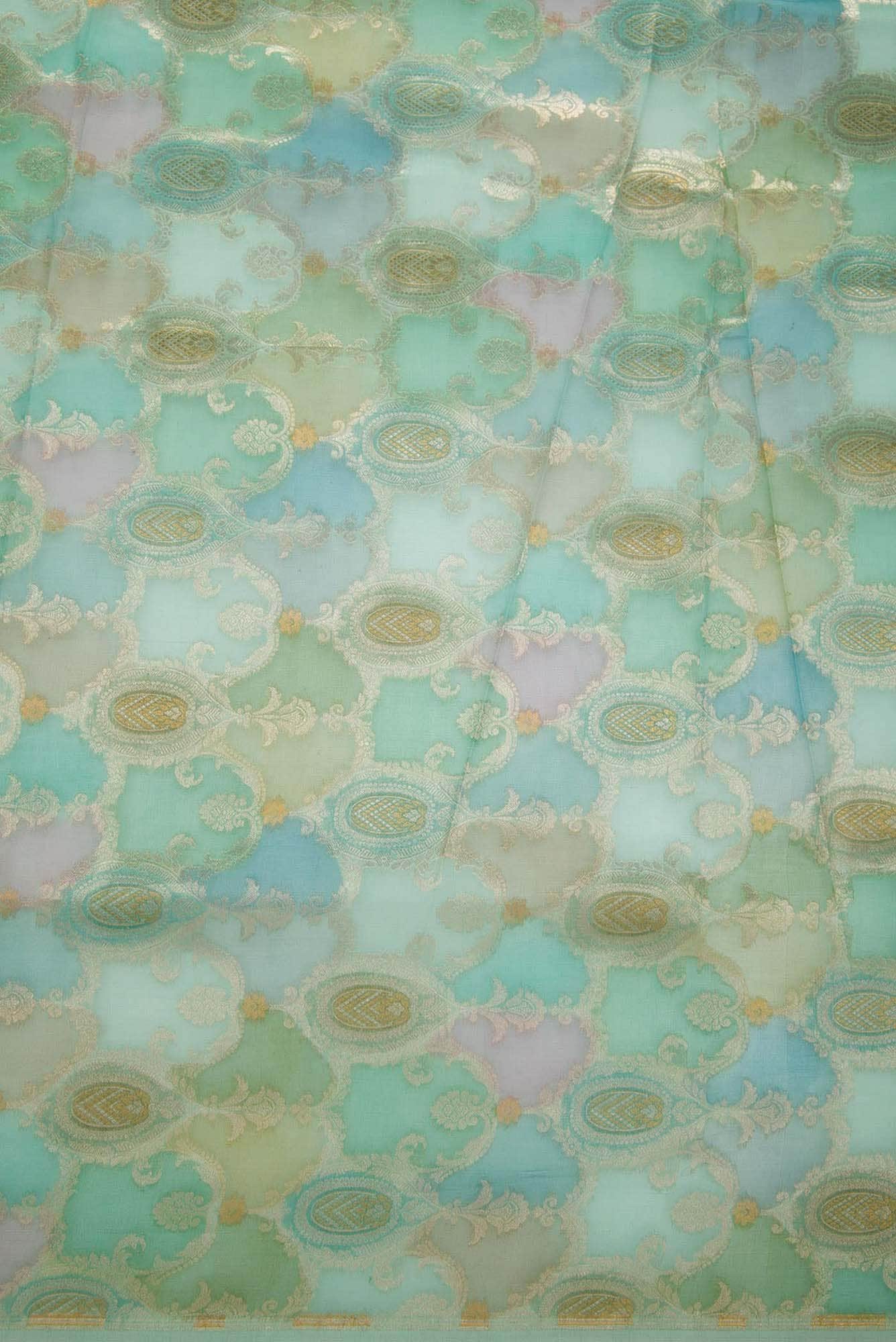Blue Organza Silk Dress Material