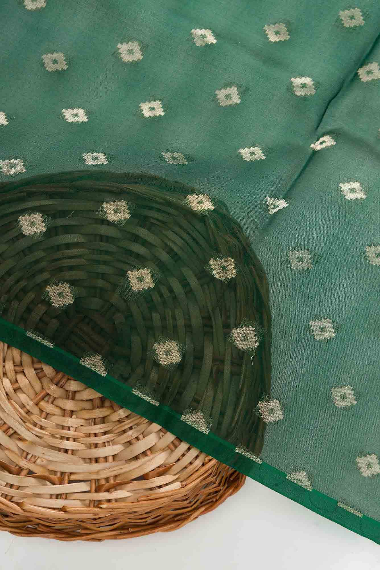 Bottle Green Organza Silk Dress Material