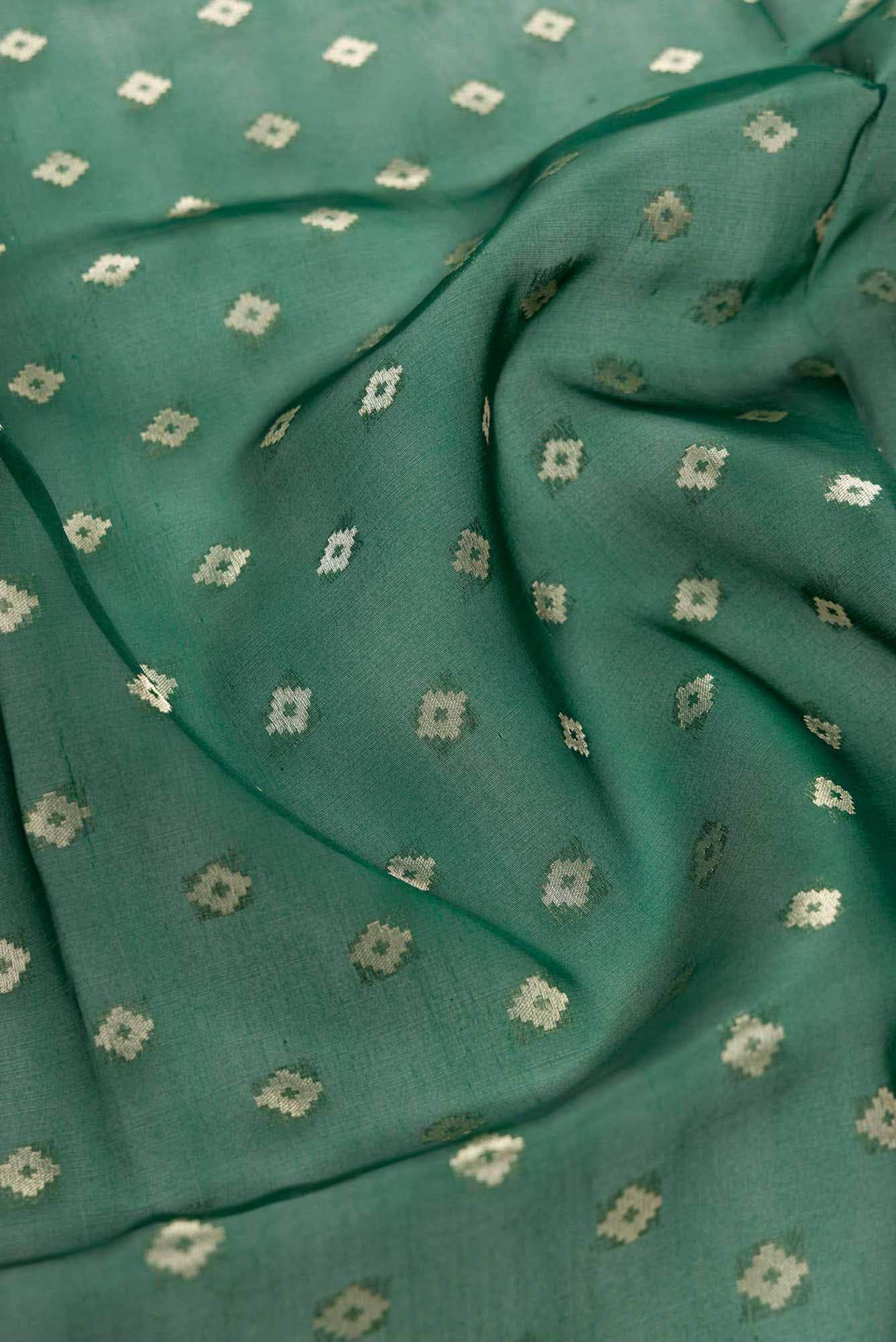 Bottle Green Organza Silk Dress Material
