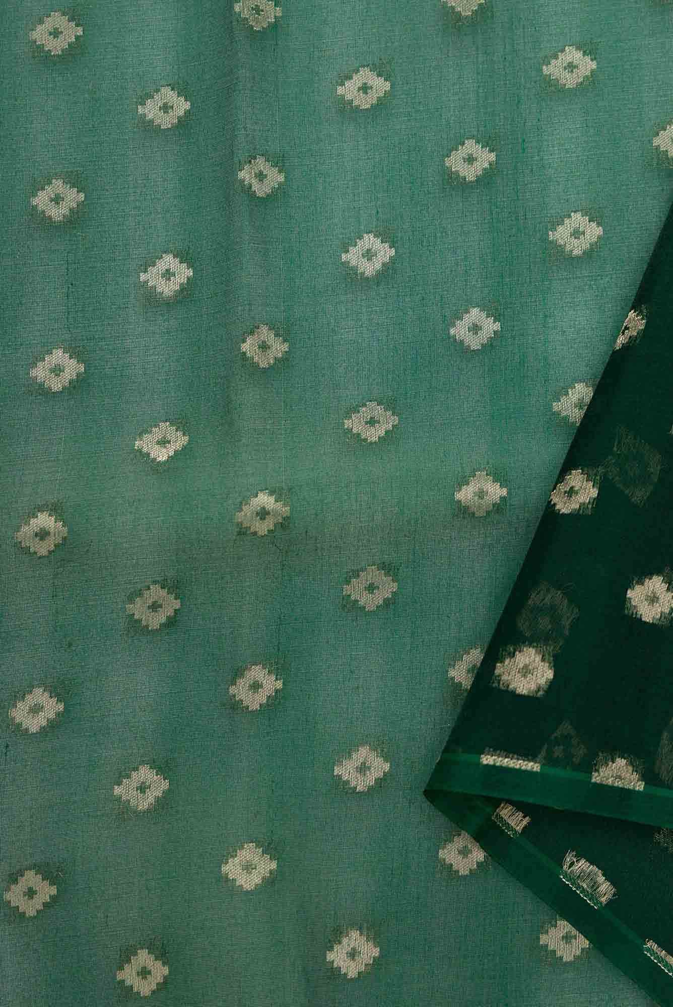 Bottle Green Organza Silk Dress Material
