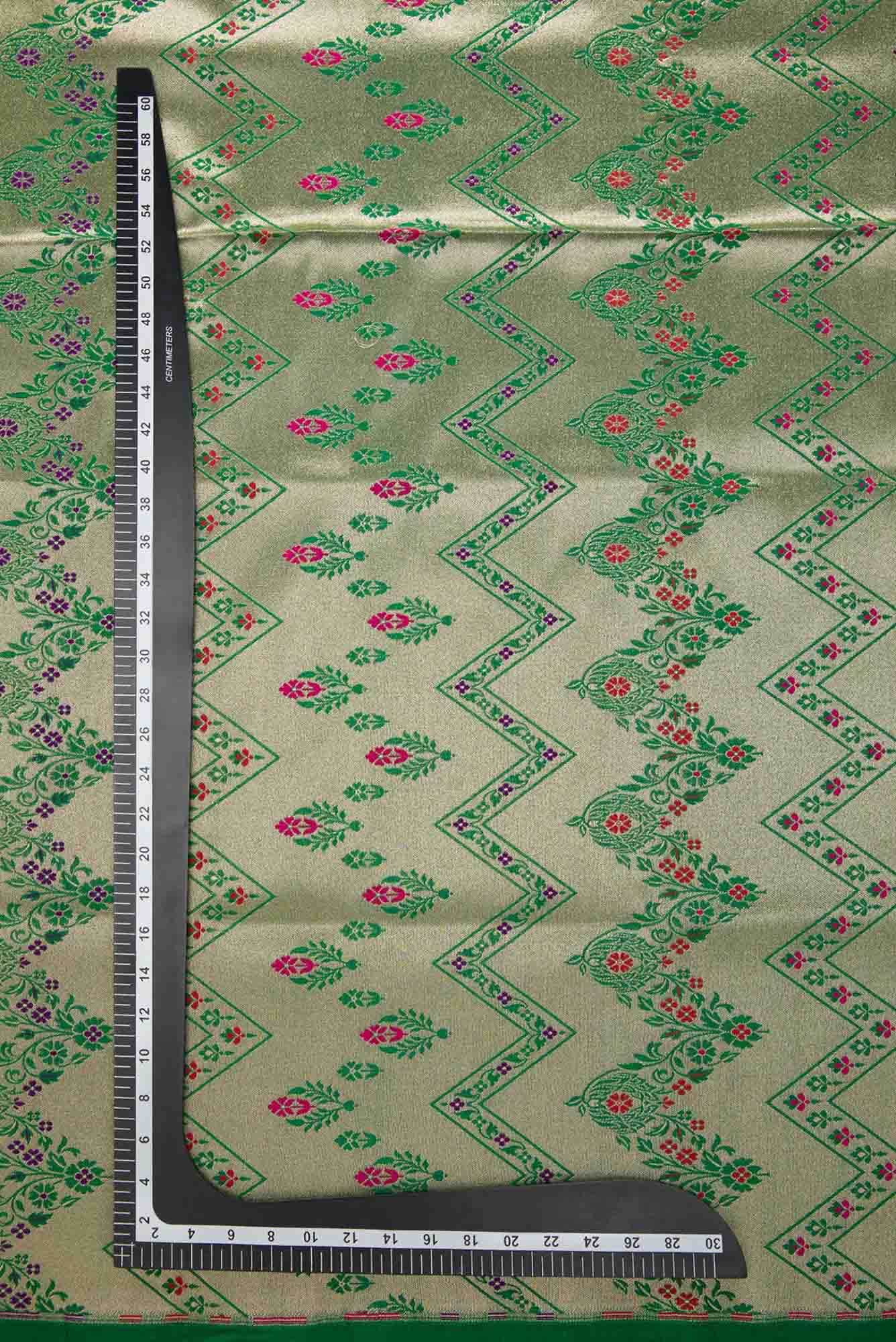 Green Banarasi Silk Dress Material