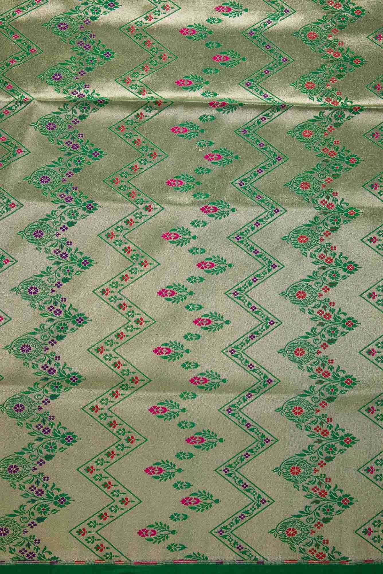 Green Banarasi Silk Dress Material