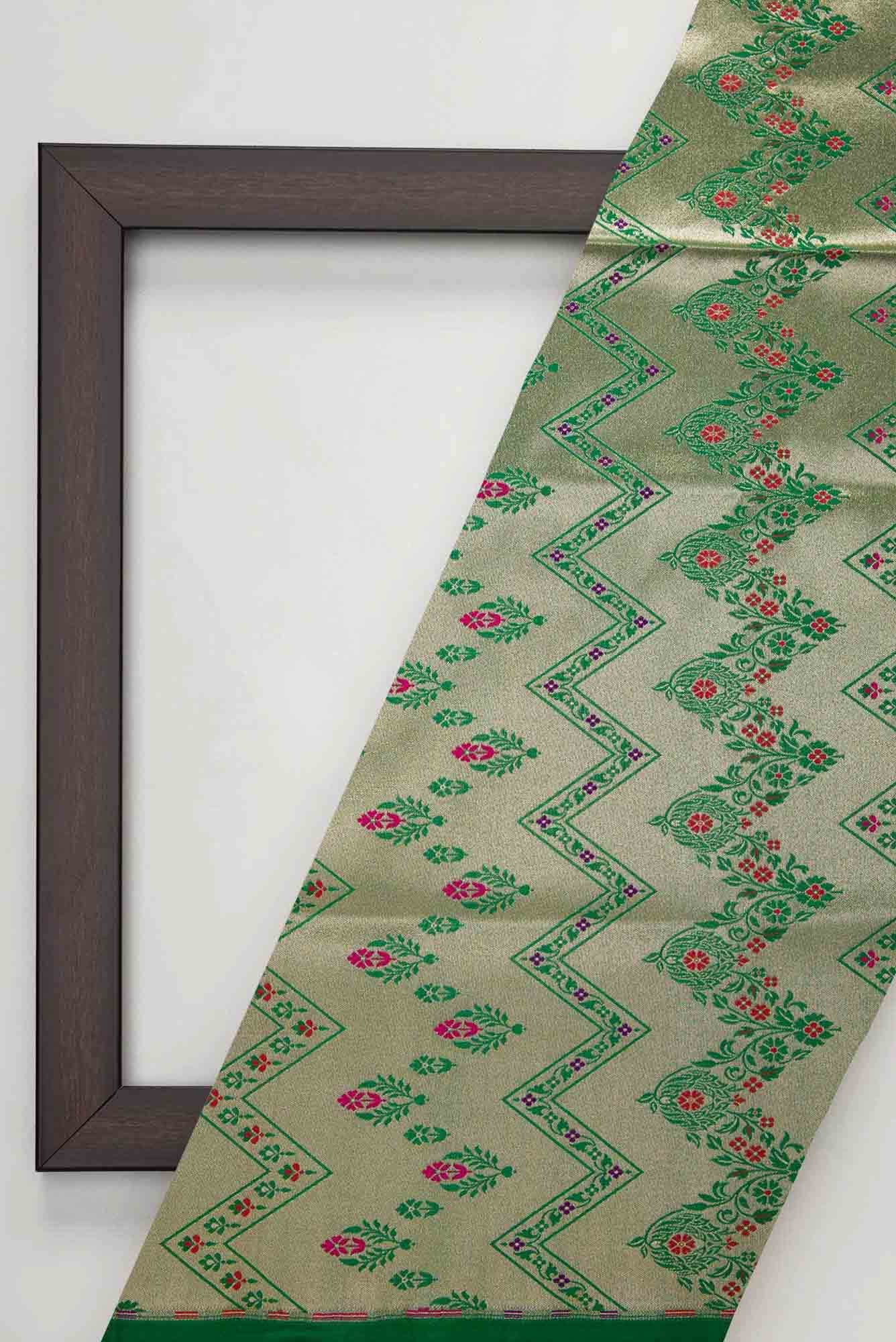 Green Banarasi Silk Dress Material