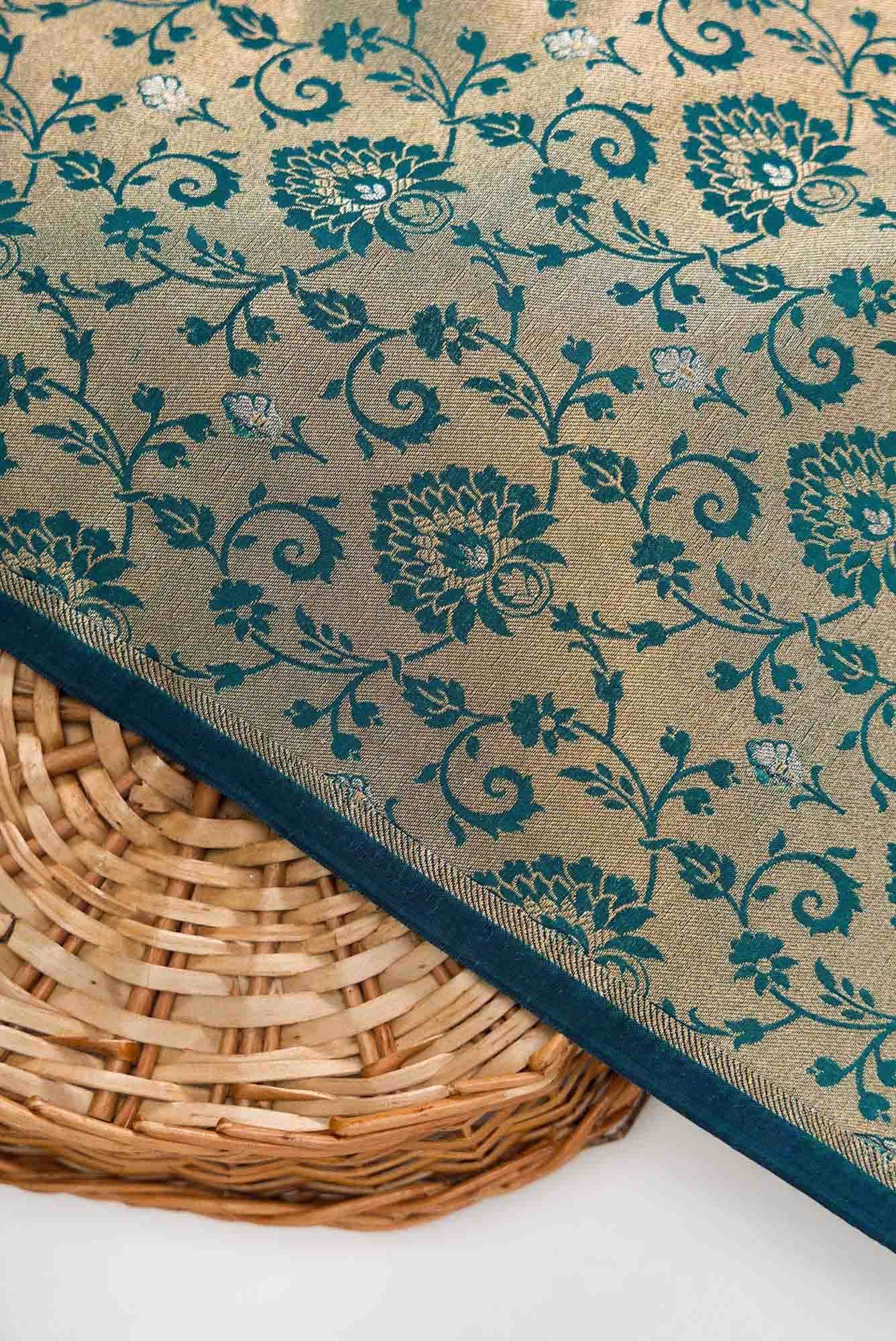 Green Banarasi Silk Dress Material