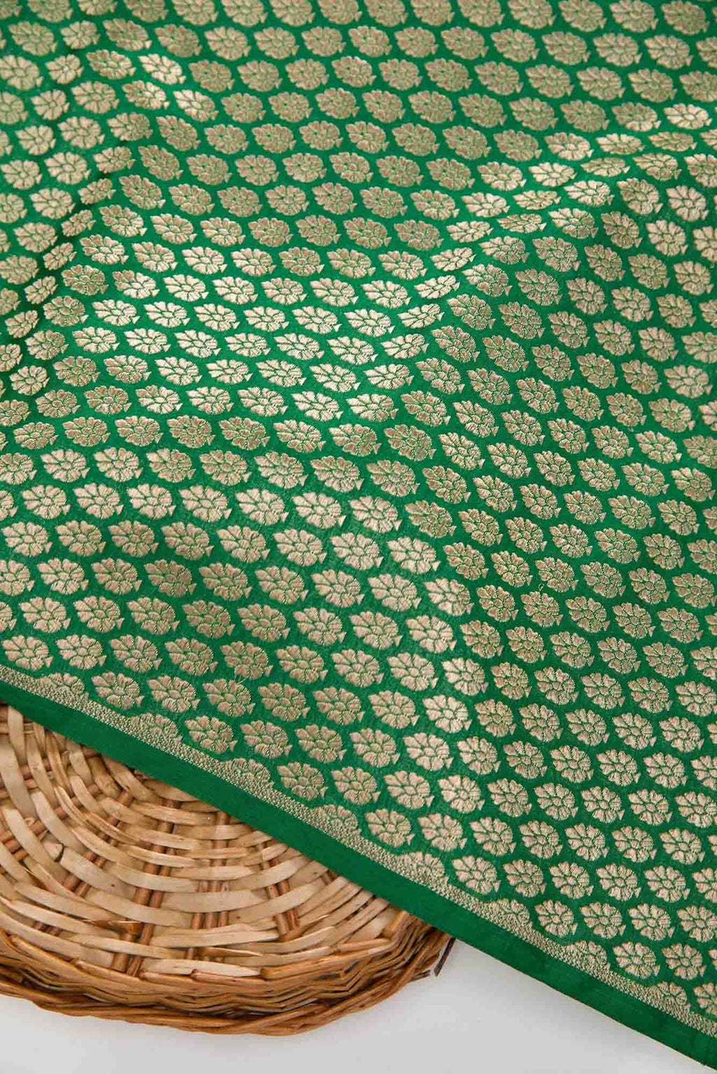 Green Banarasi Silk Dress Material