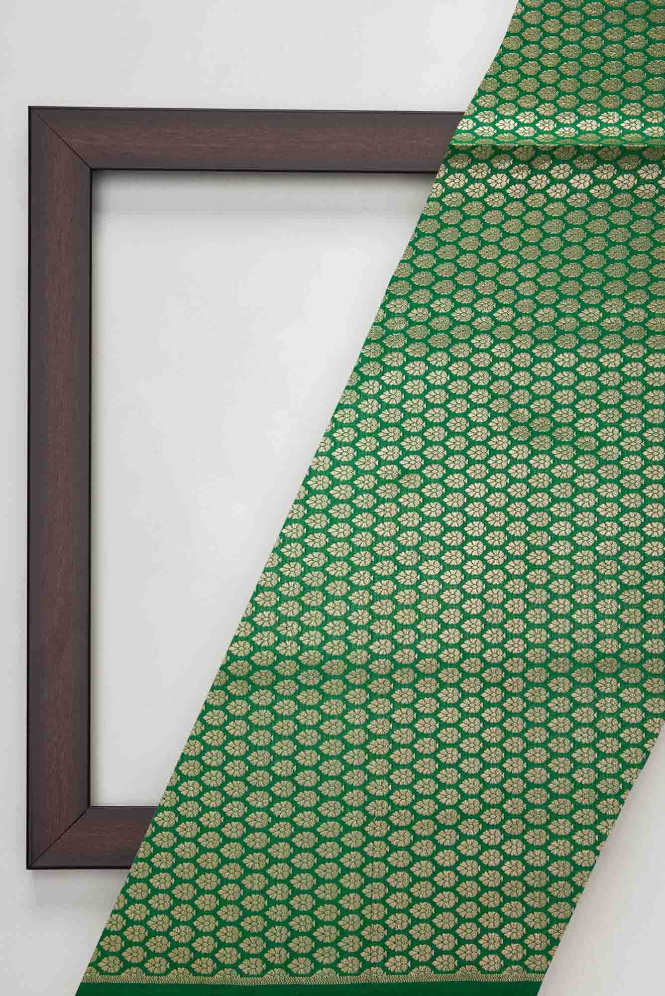 Green Banarasi Silk Dress Material