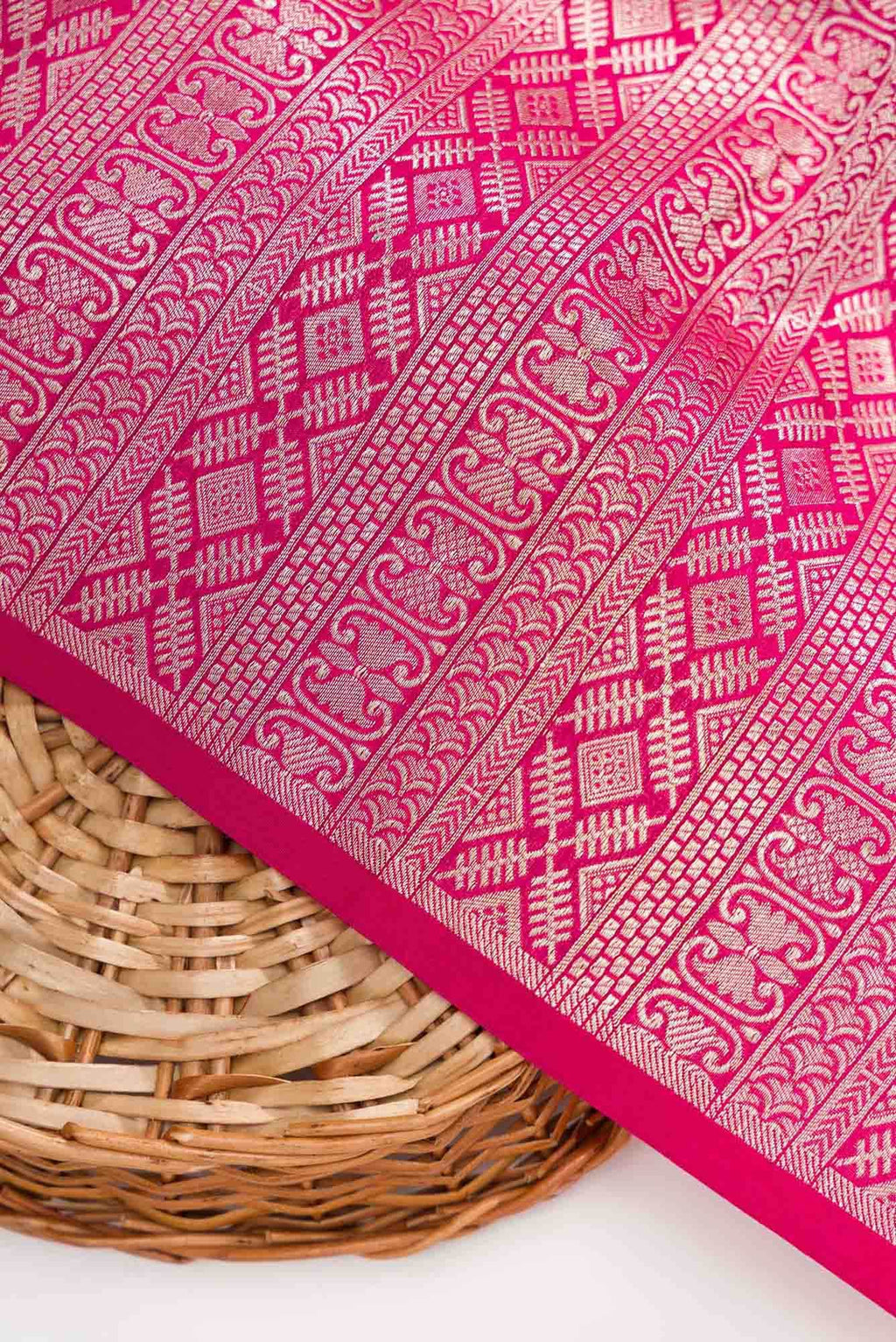 Dark Pink Banarasi Silk Dress Material