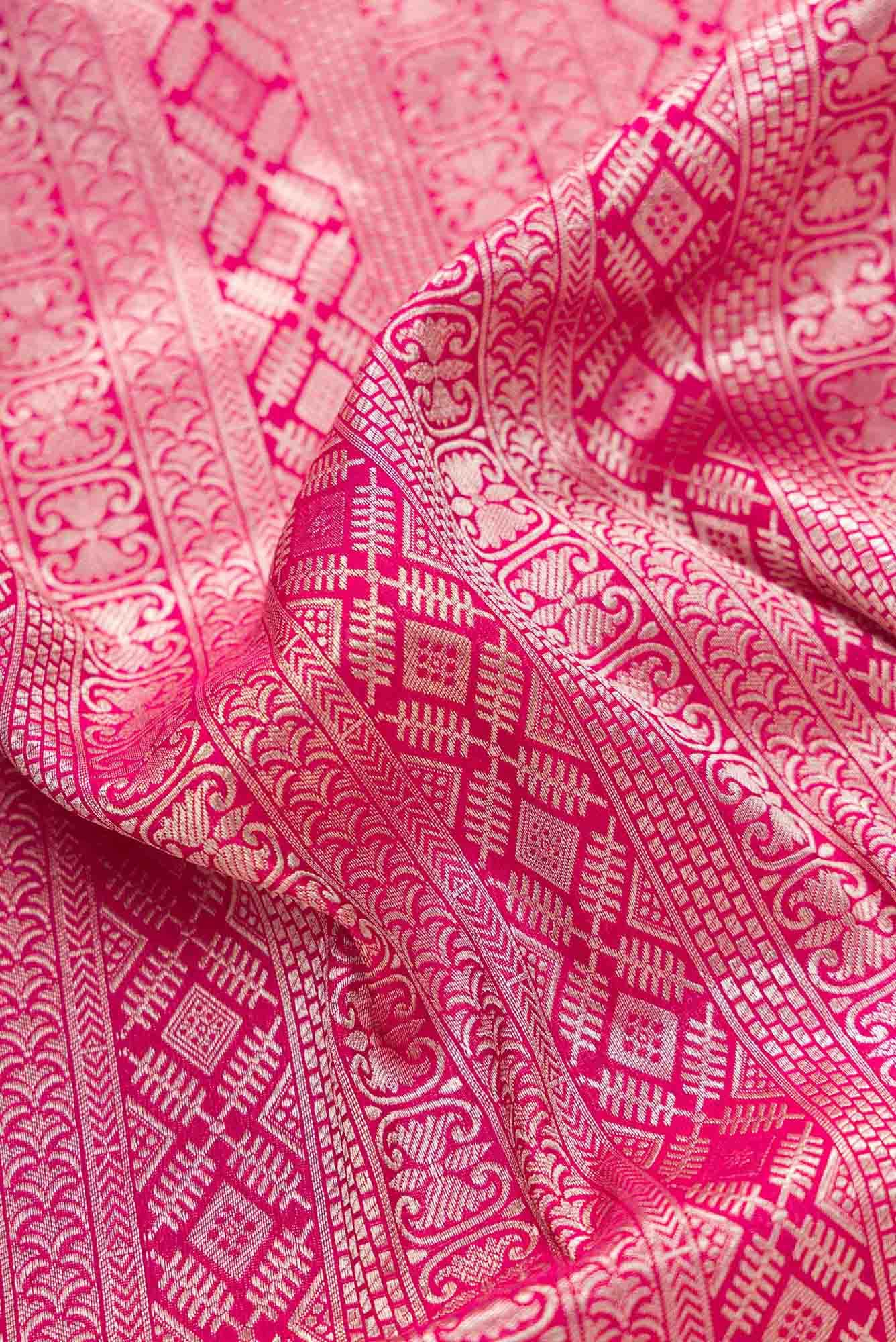 Dark Pink Banarasi Silk Dress Material