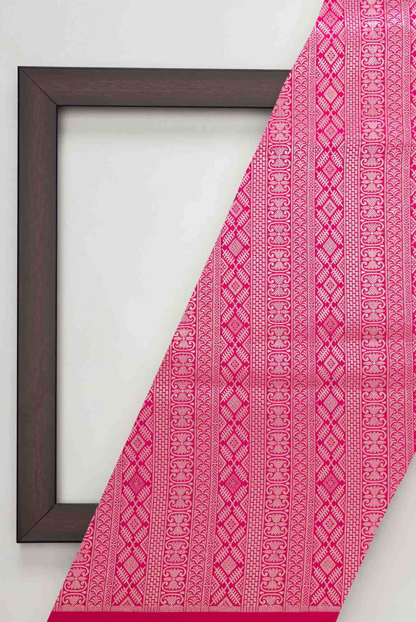 Dark Pink Banarasi Silk Dress Material