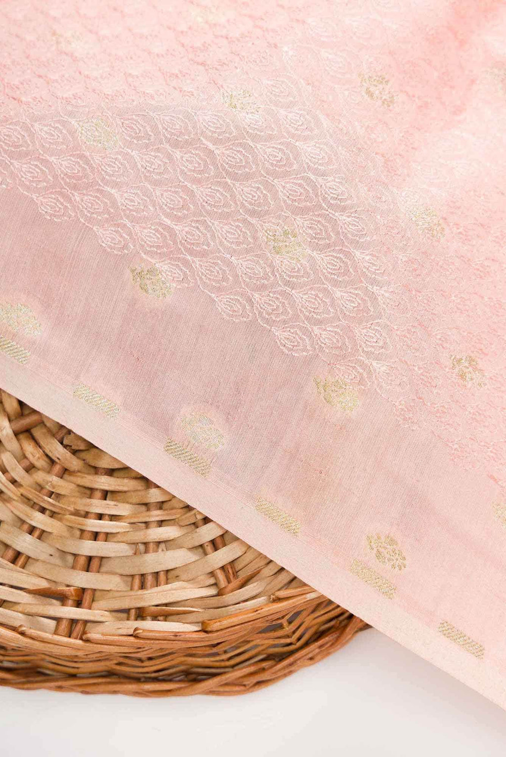 Peach Raw Silk Dress Material