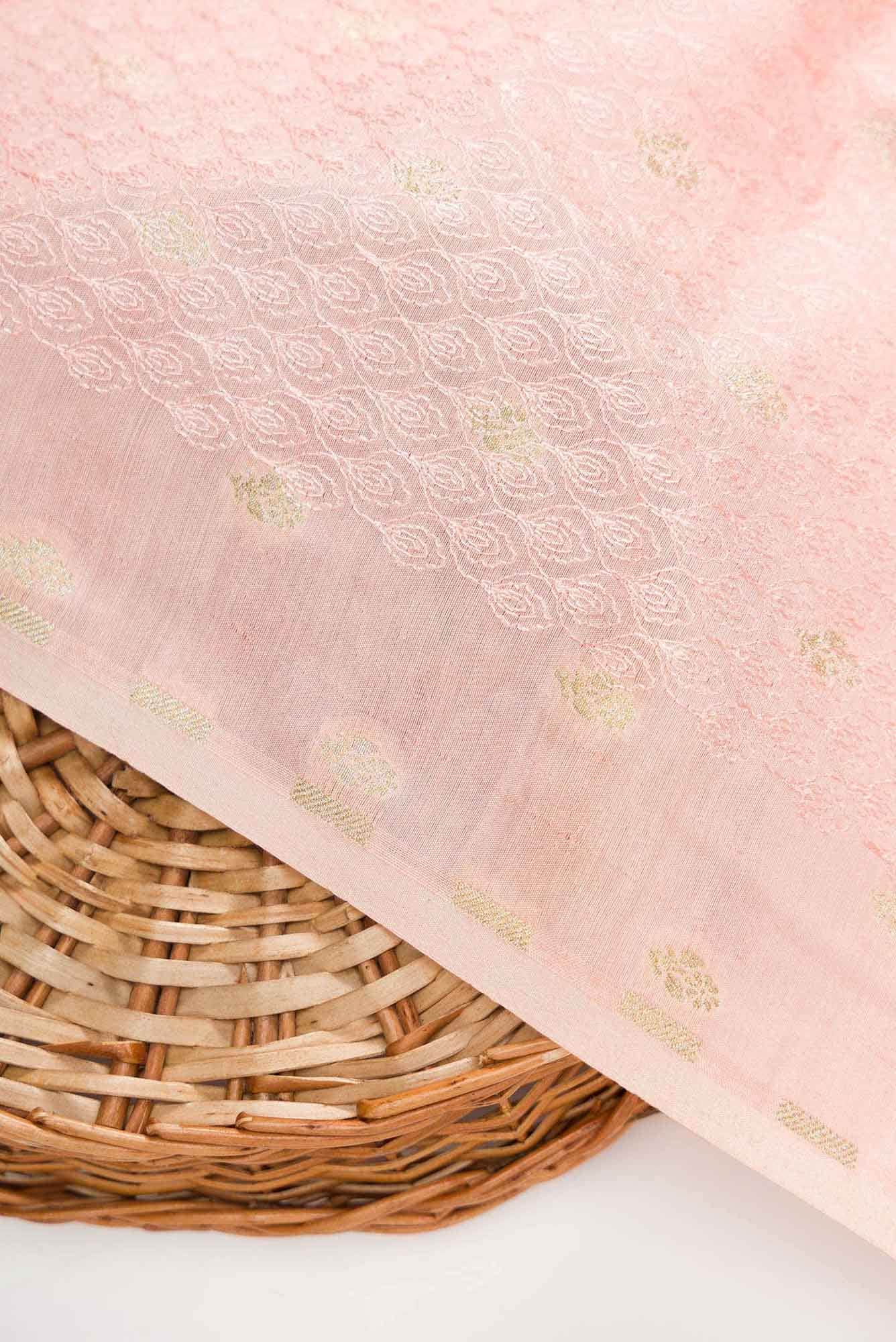 Peach Raw Silk Dress Material