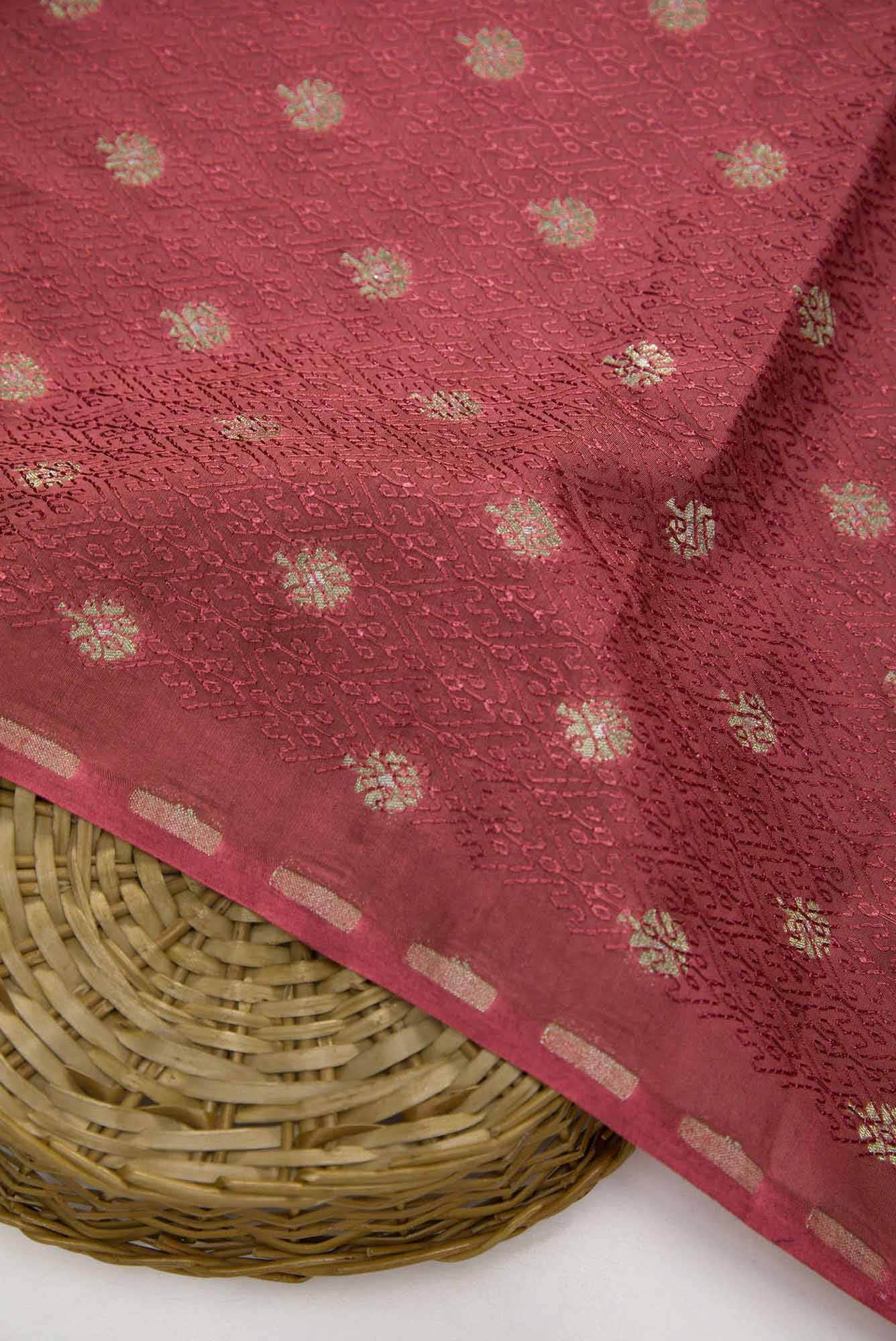 Maroon Tussar Silk Dress Material