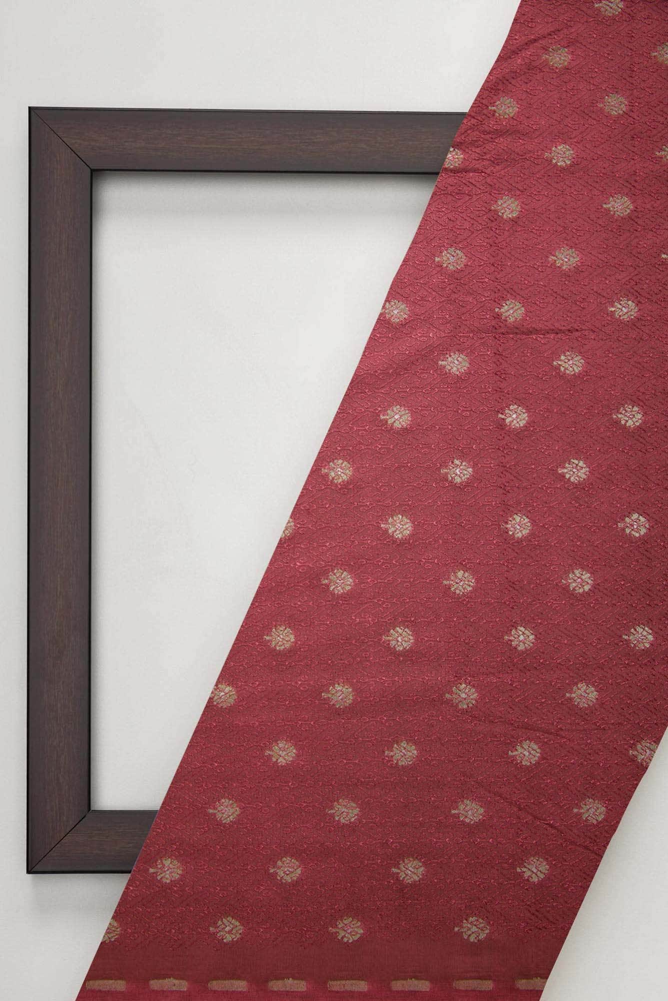 Maroon Tussar Silk Dress Material